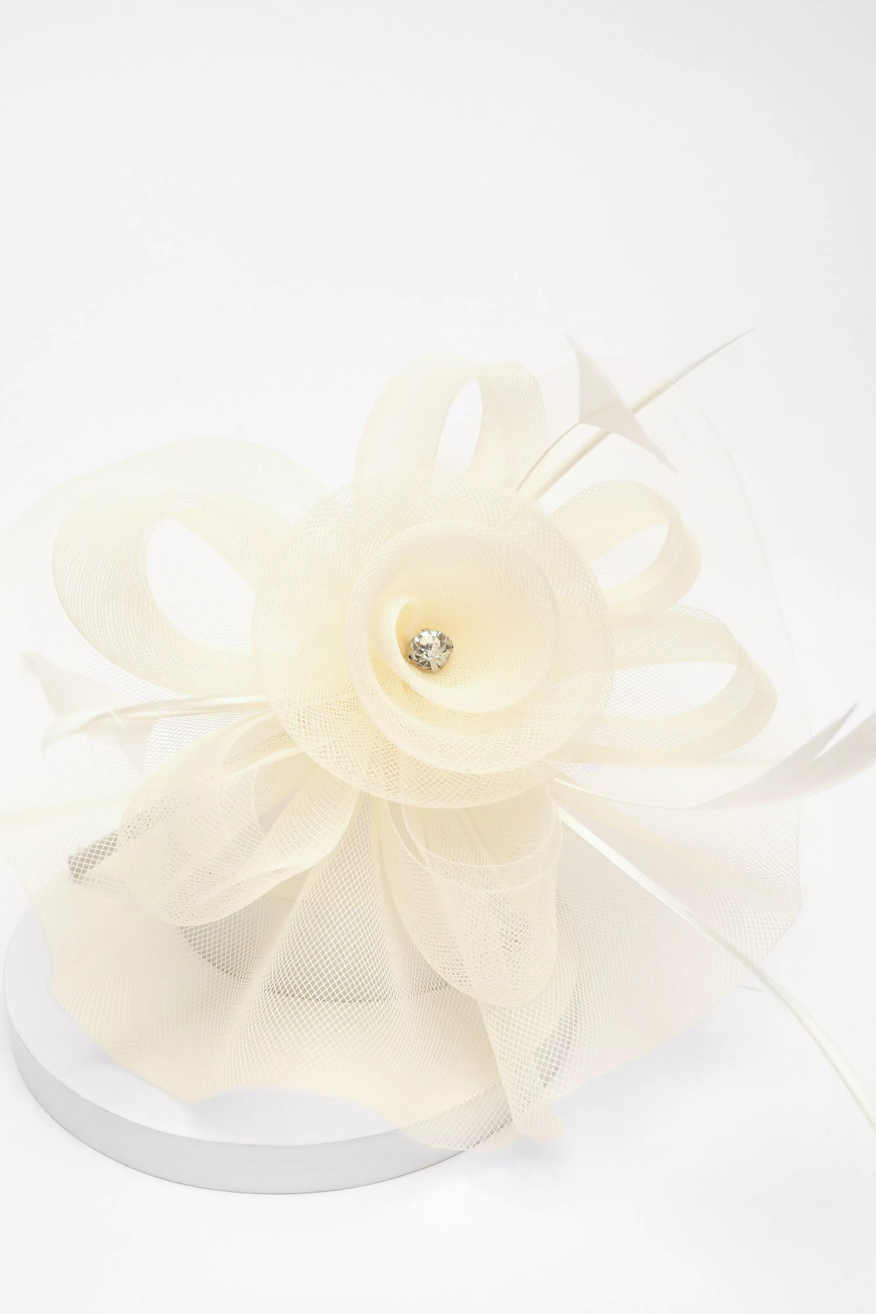 Cream Diamante Flower Headband Fascinator