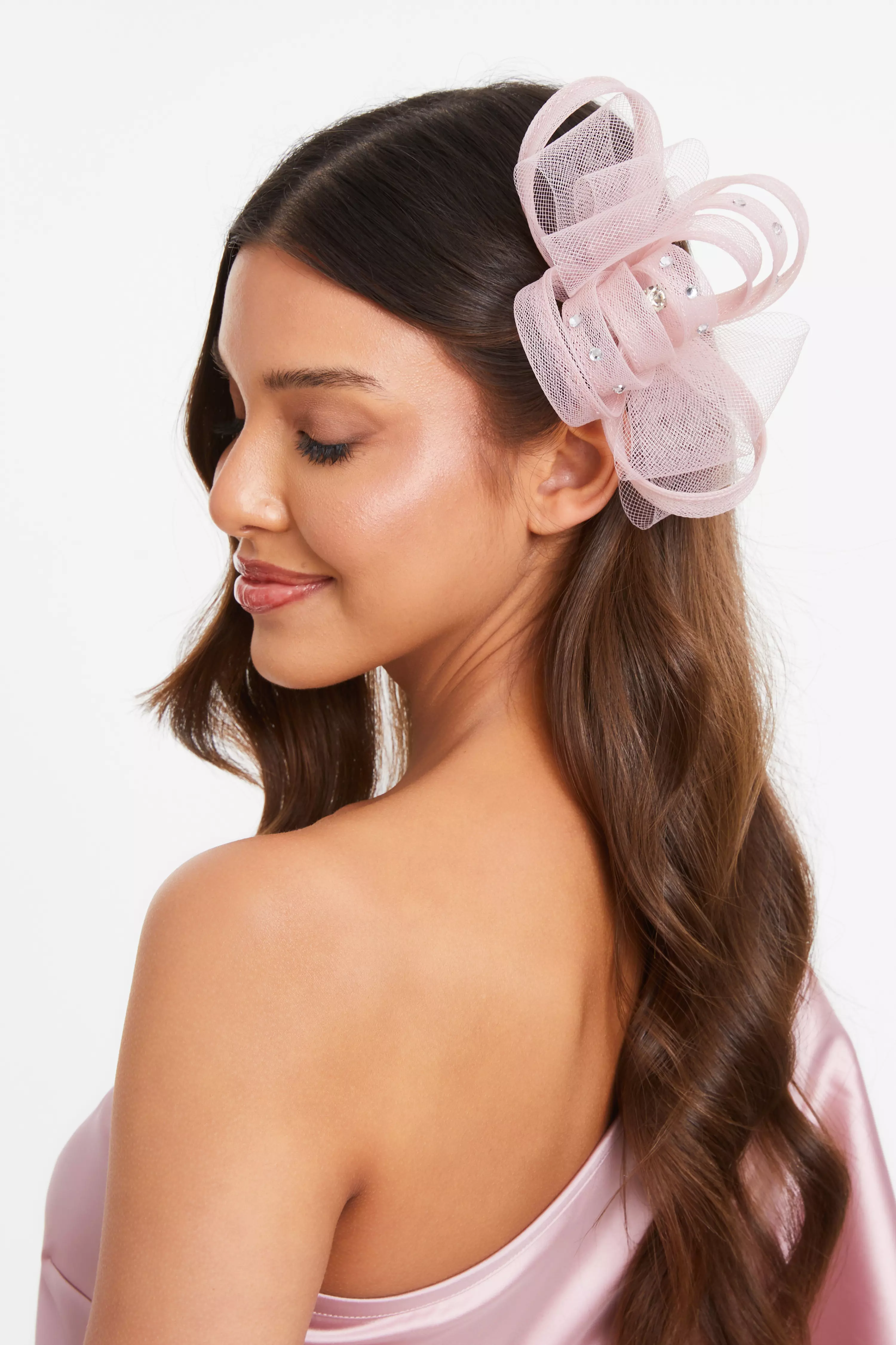 Mauve Small Diamante Clip Fascinator