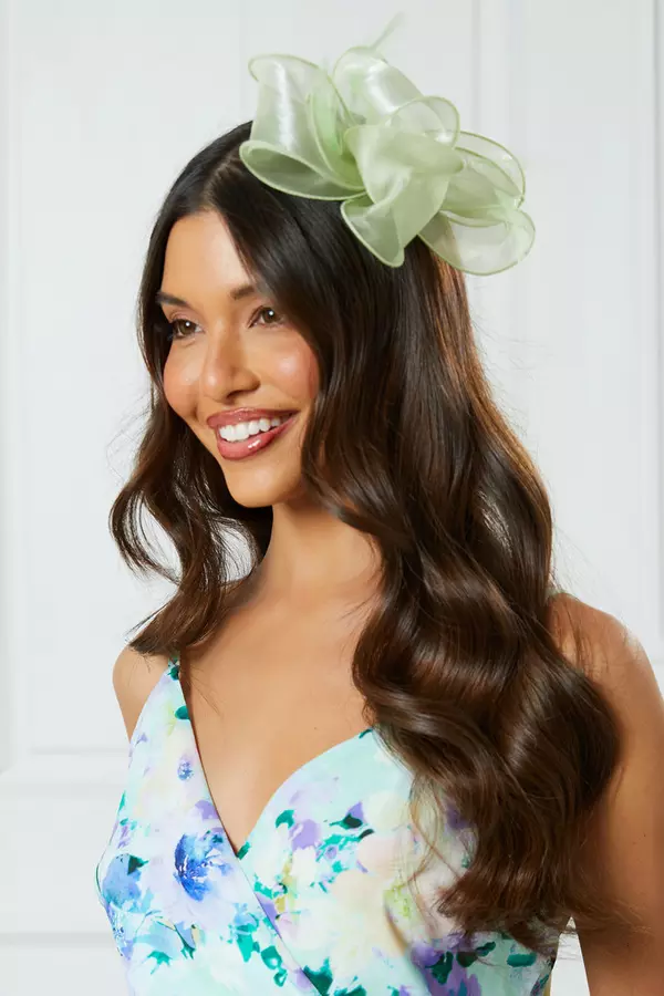 Sage Green Shimmer Clip Fascinator