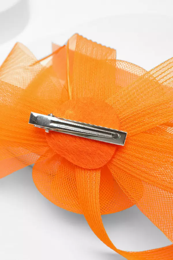 Orange Flower Loop Clip Fascinator