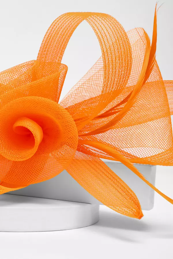 Orange Flower Loop Clip Fascinator