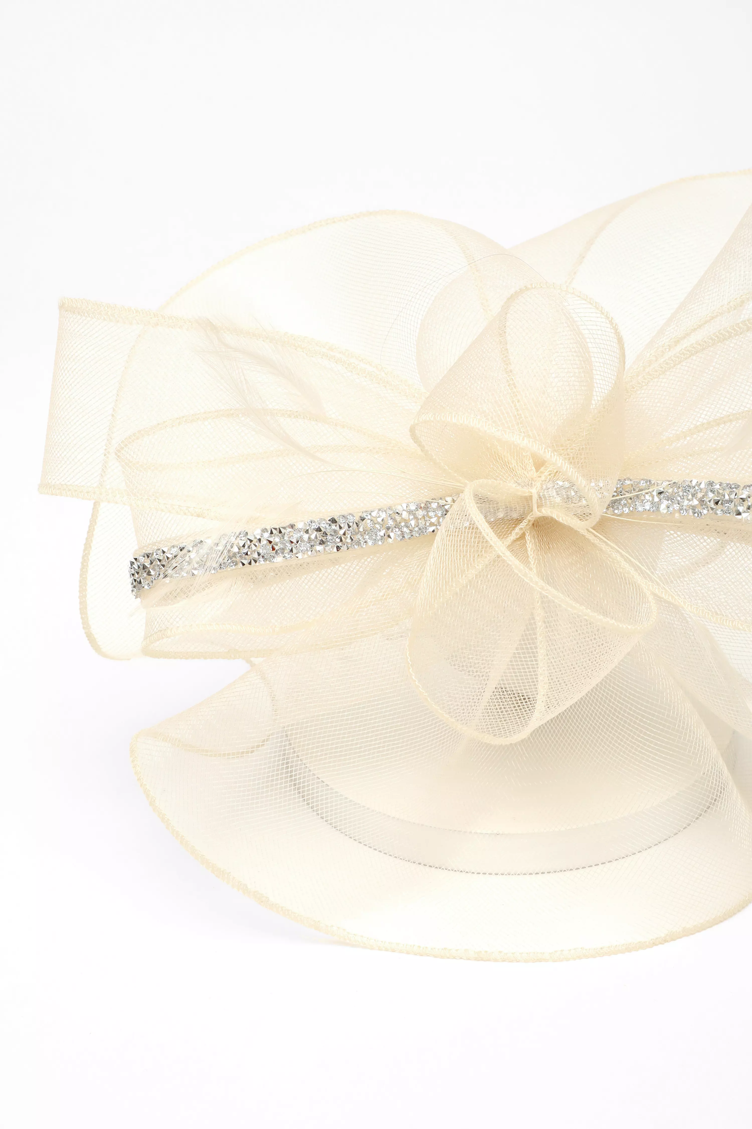 Champange Diamante Trim Headband Fascinator