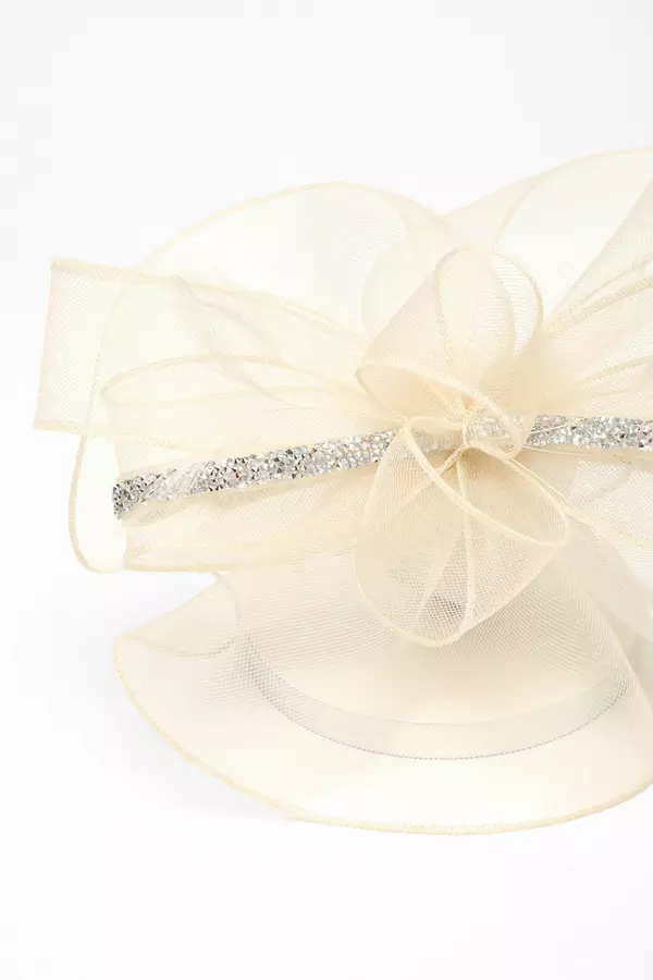 Champange Diamante Trim Headband Fascinator