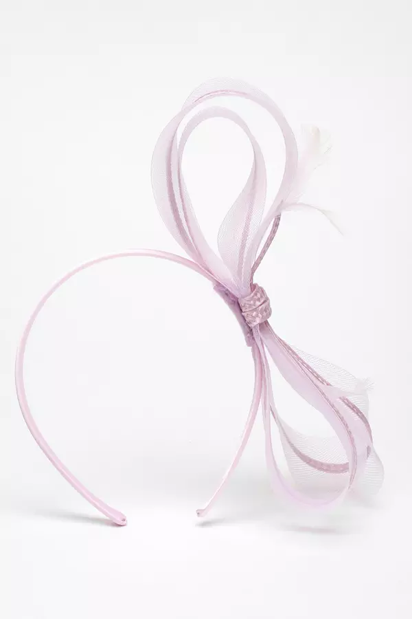 Lilac Bow Trim Headband Fascinator