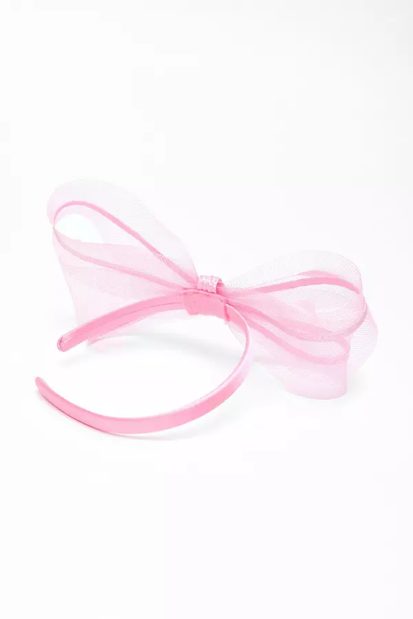 Pink Bow Trim Headband Fascinator