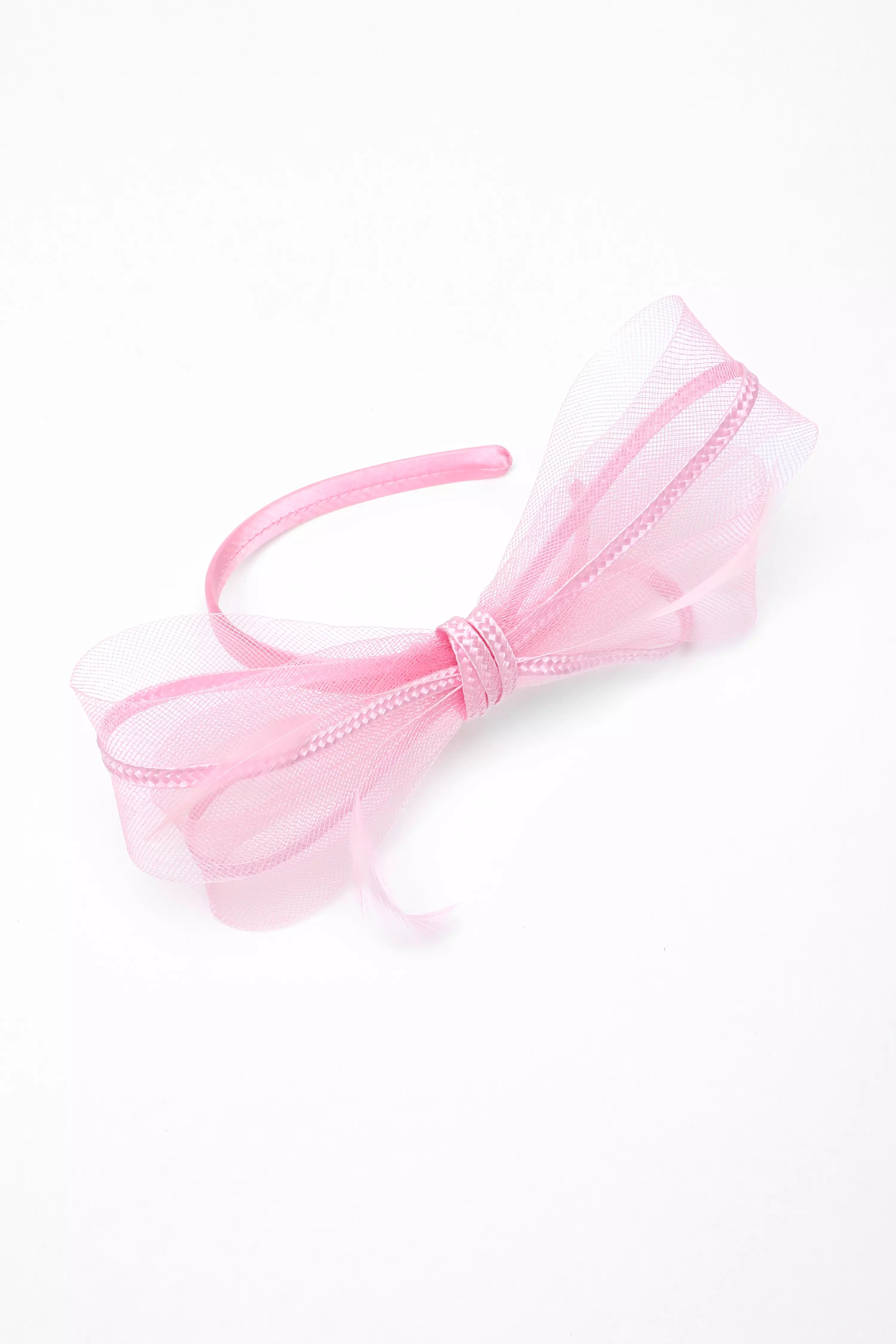 Pink Bow Trim Headband Fascinator