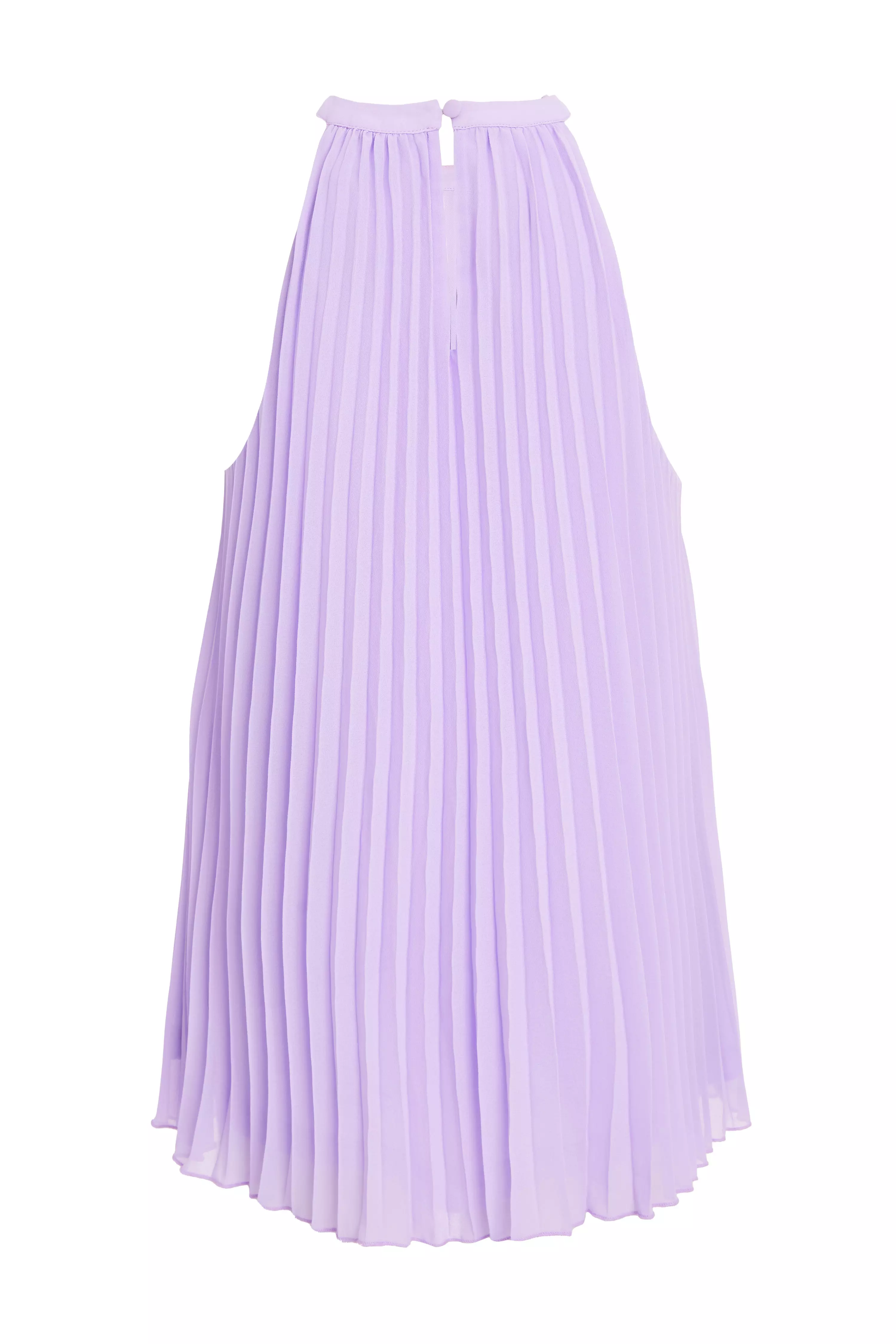 Lilac Chiffon Pleated High Neck Top