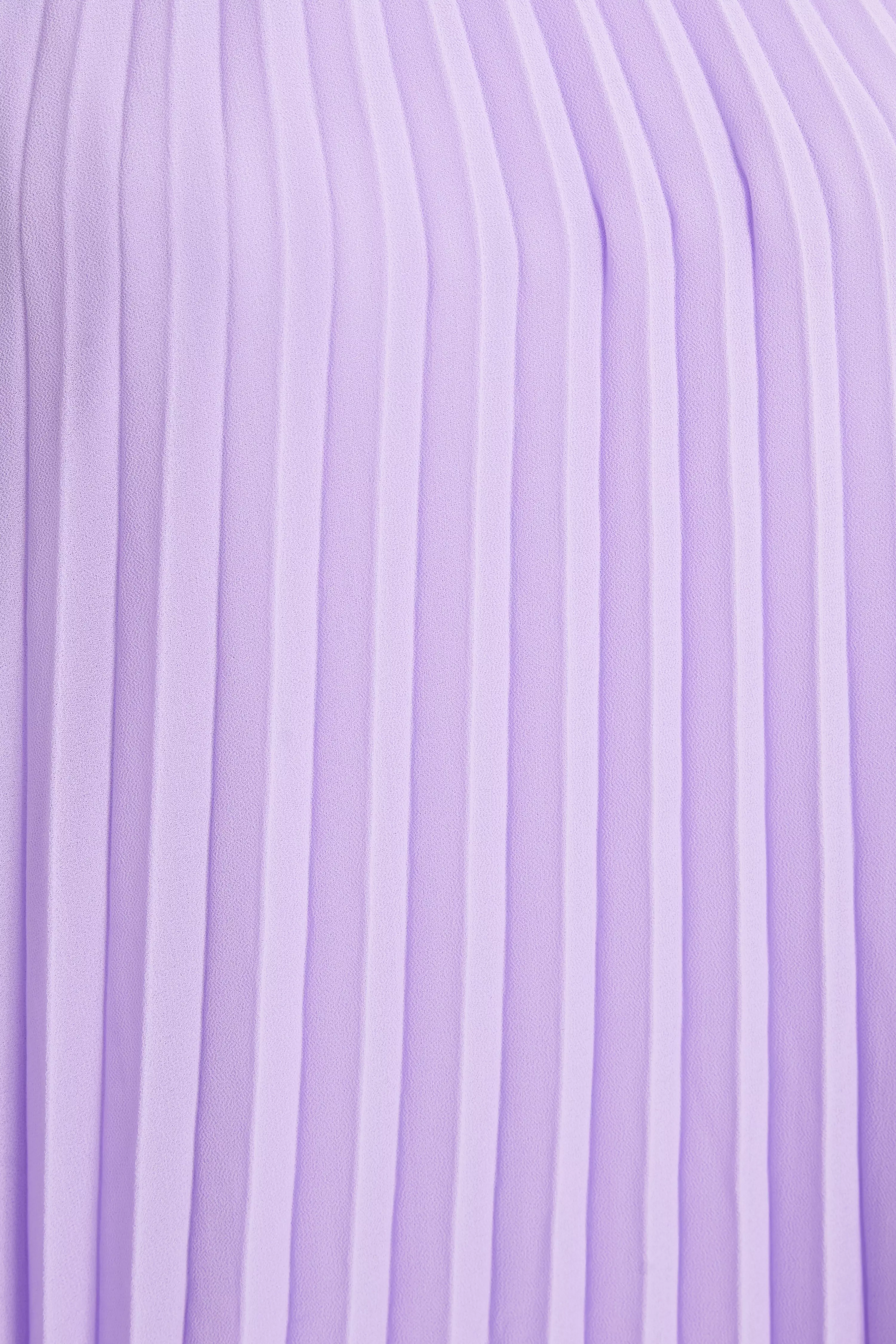 Lilac Chiffon Pleated High Neck Top