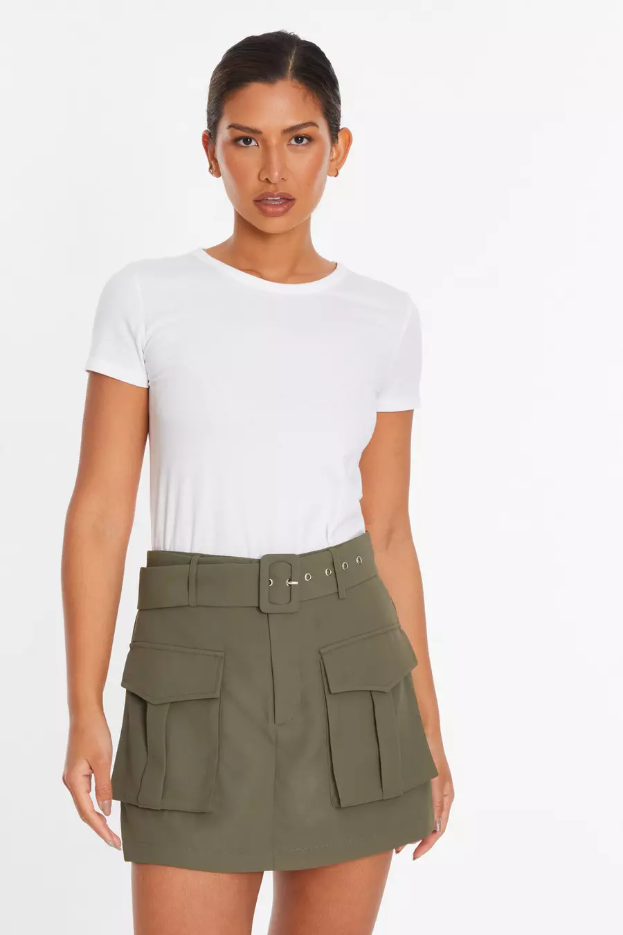 Khaki Belted Cargo Skort QUIZ Clothing