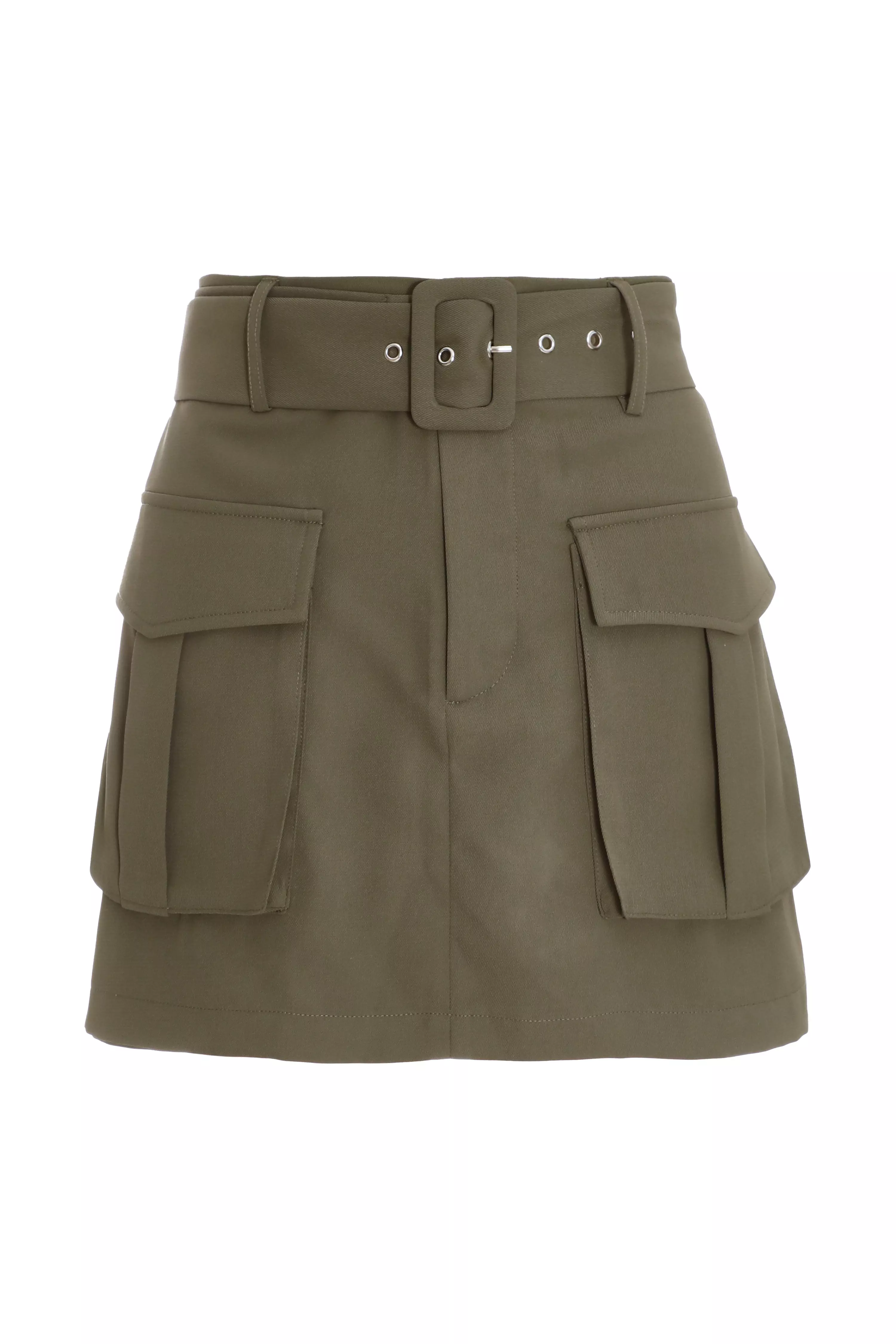 Khaki Belted Cargo Skort