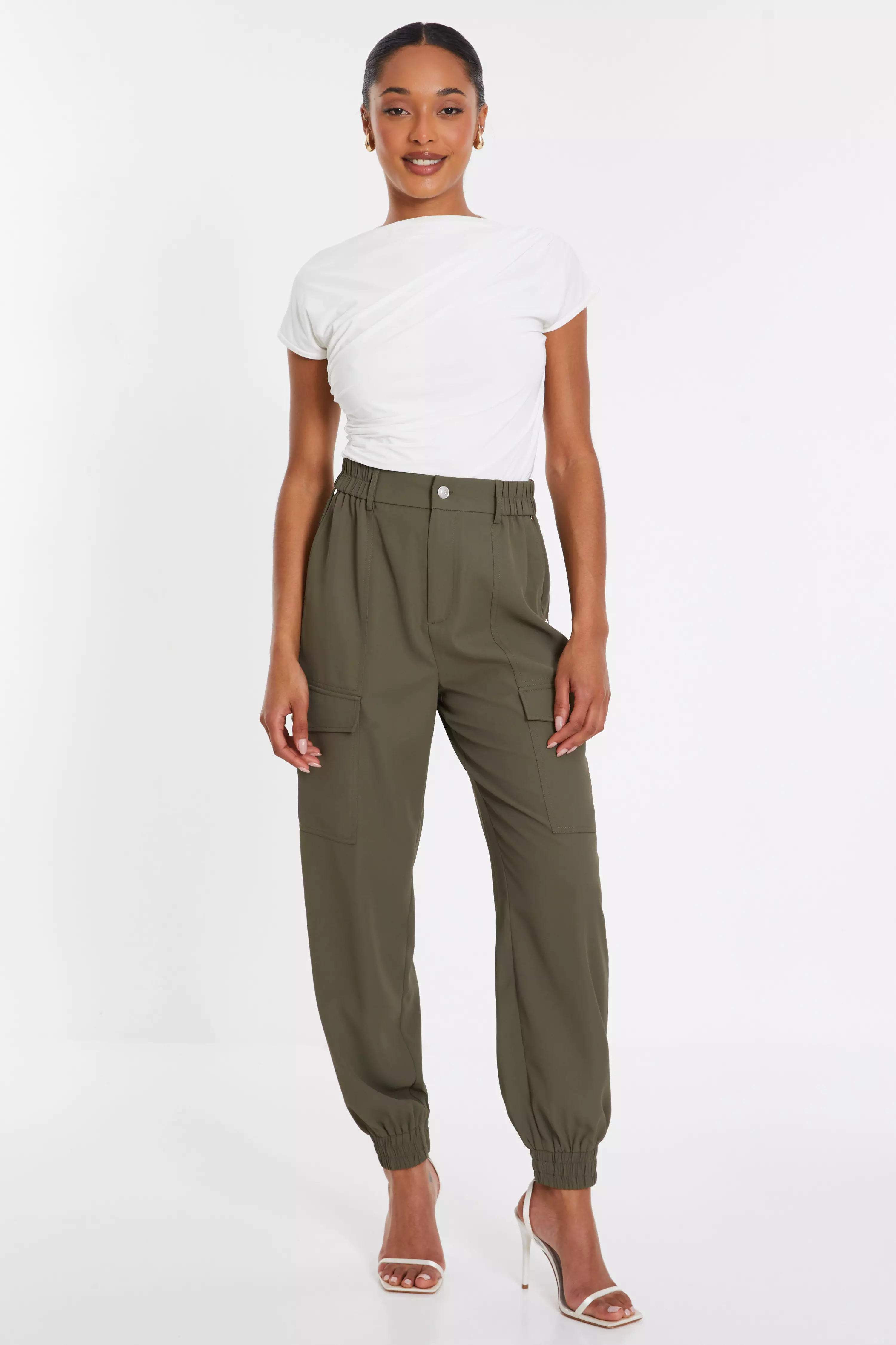 Khaki Cargo Cuff Trousers