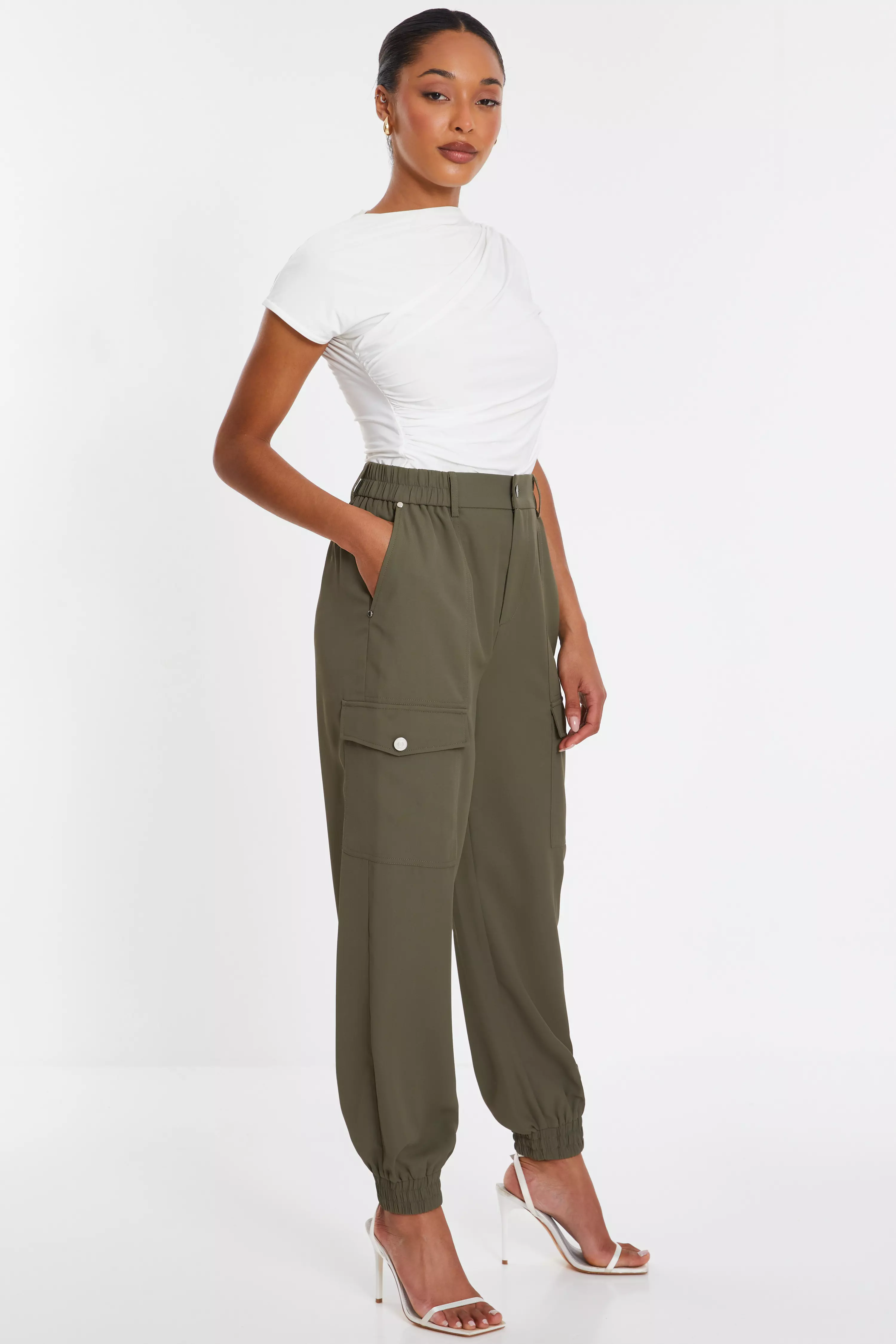 Khaki Cargo Cuff Trousers