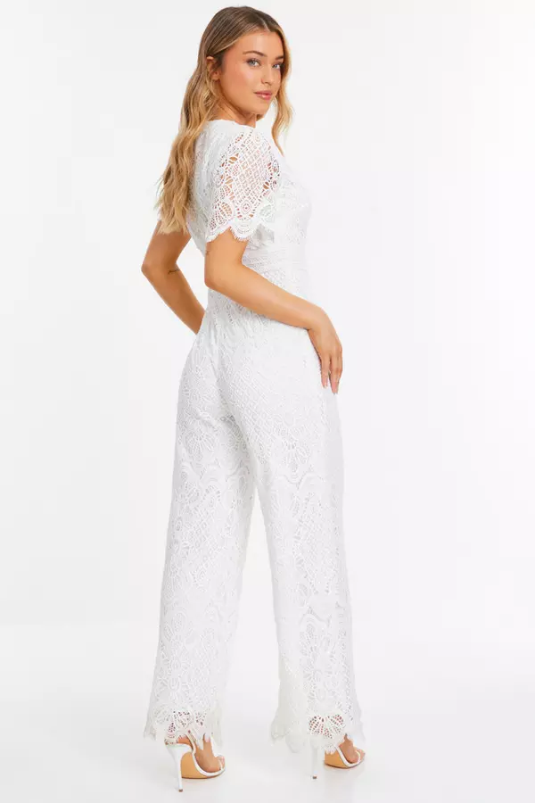 White Crochet Lace Jumpsuit