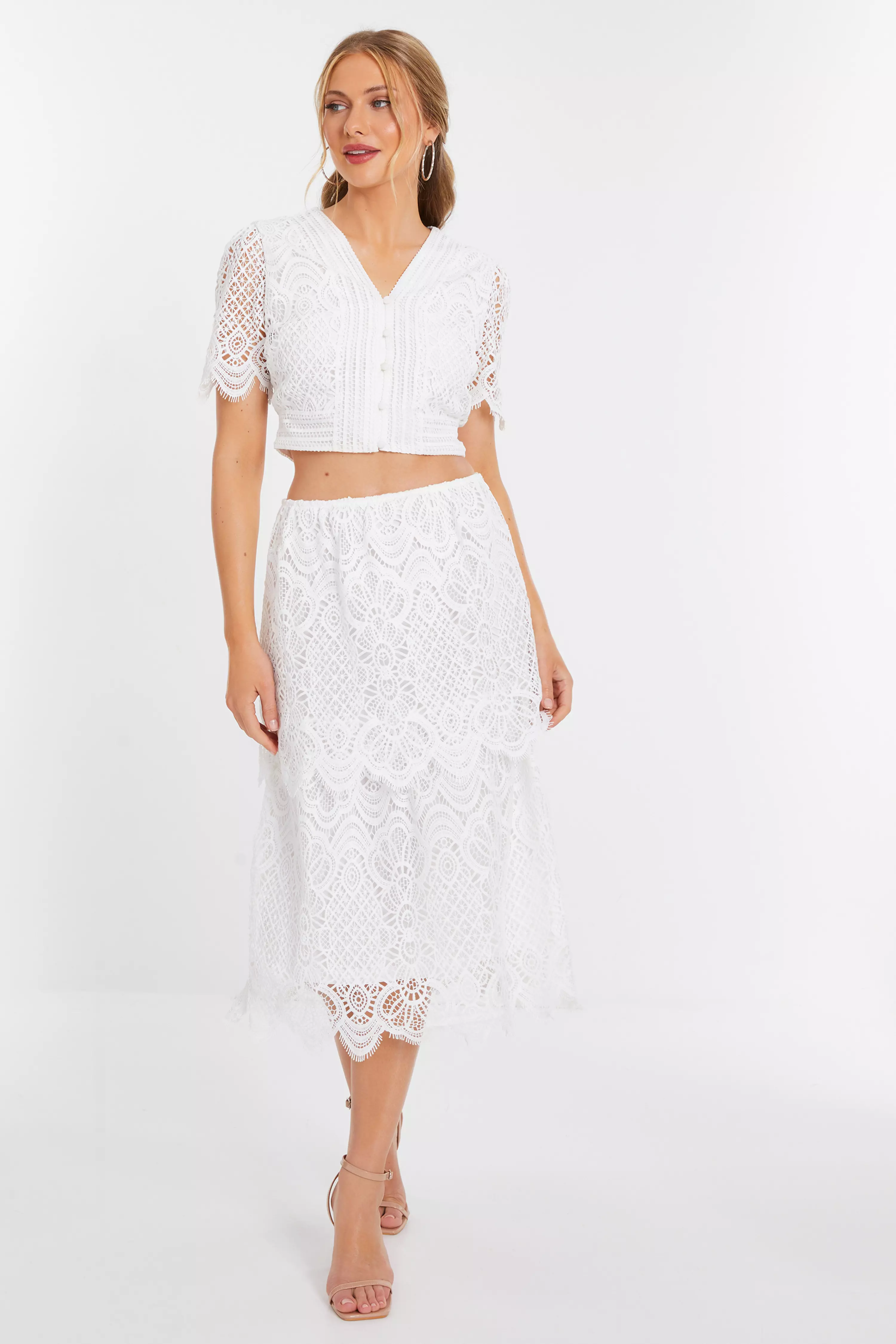 White Crochet Lace Skirt