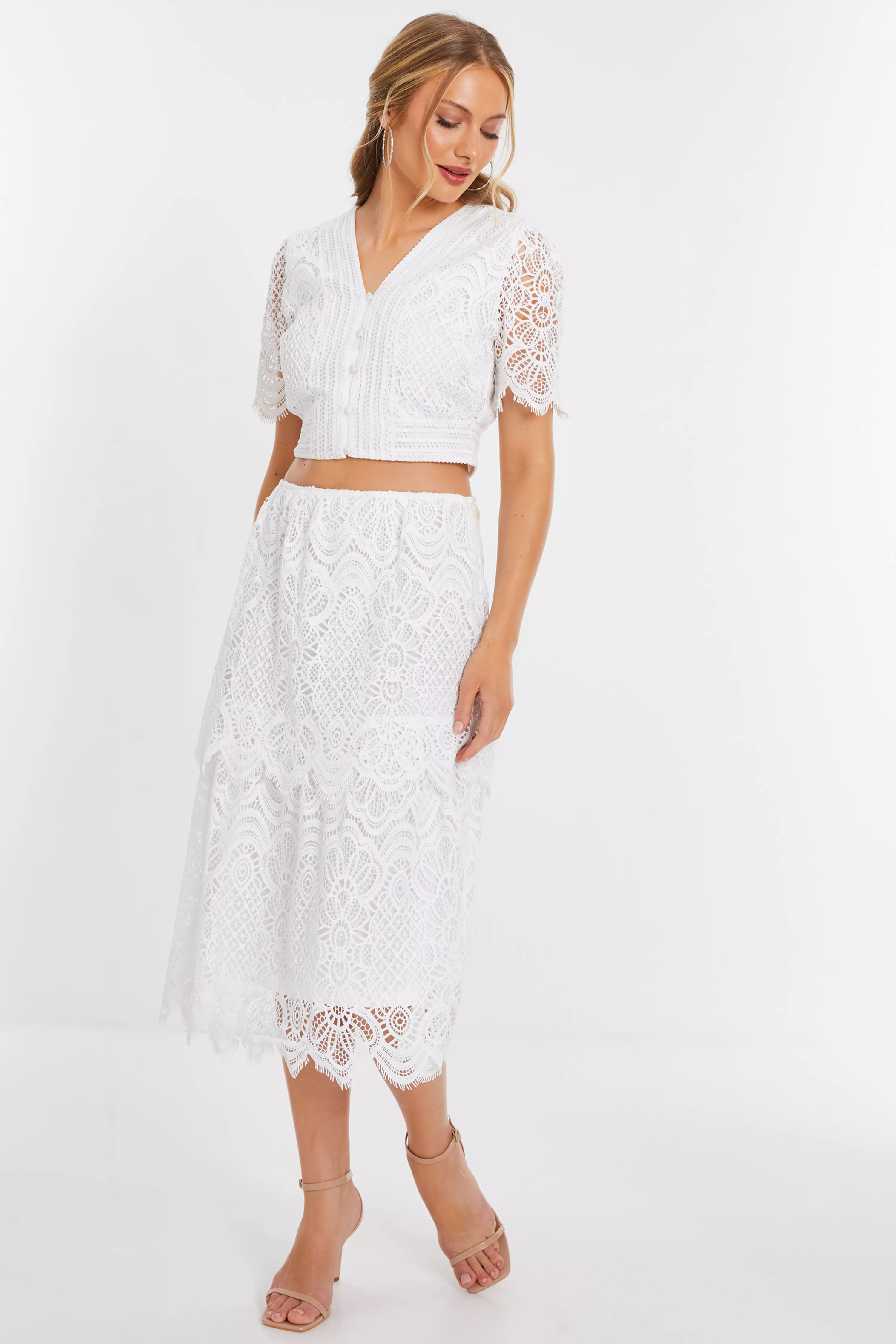 White Crochet Lace Skirt