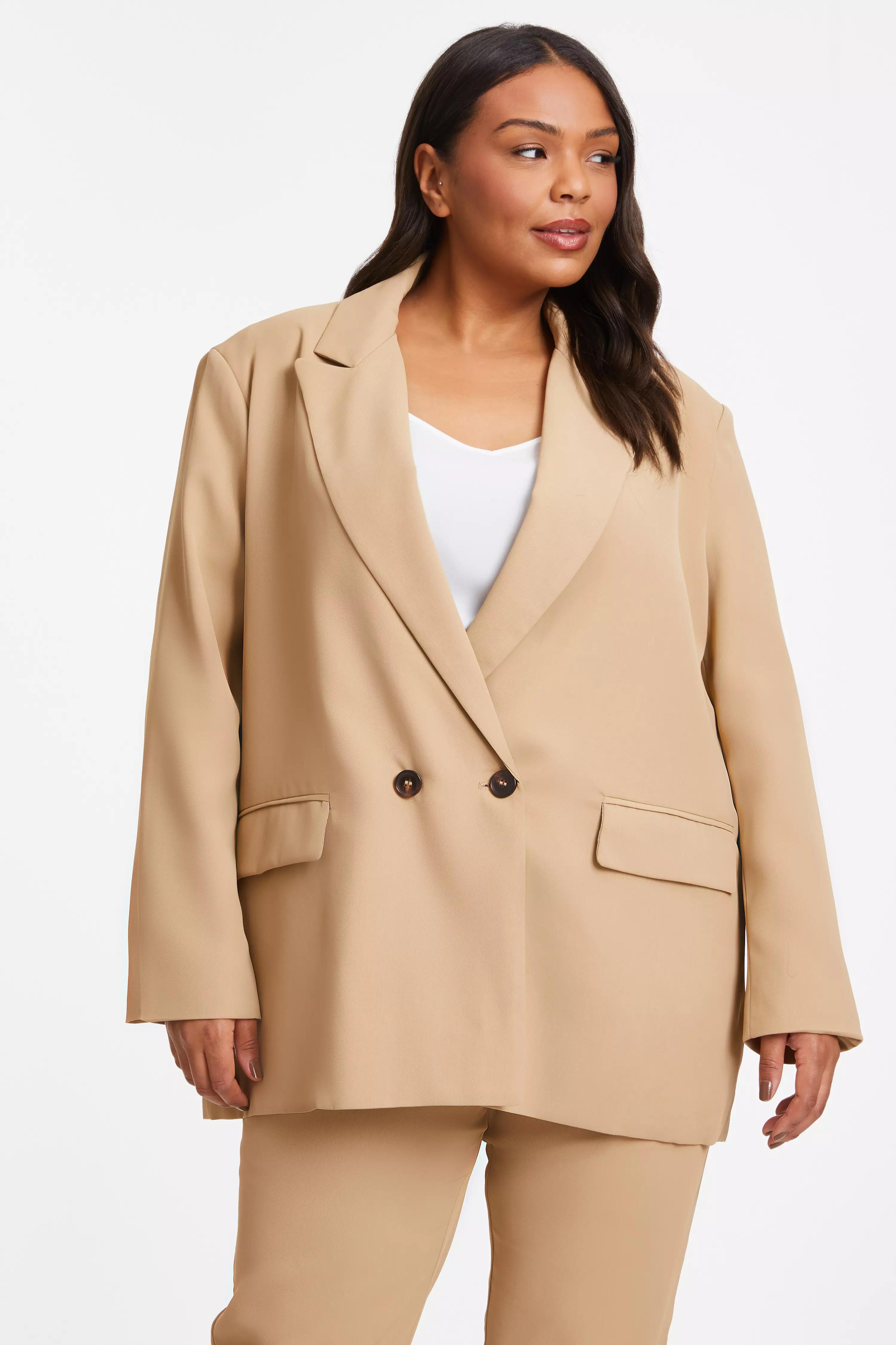 Curve Camel Oversized Tailored Blazer