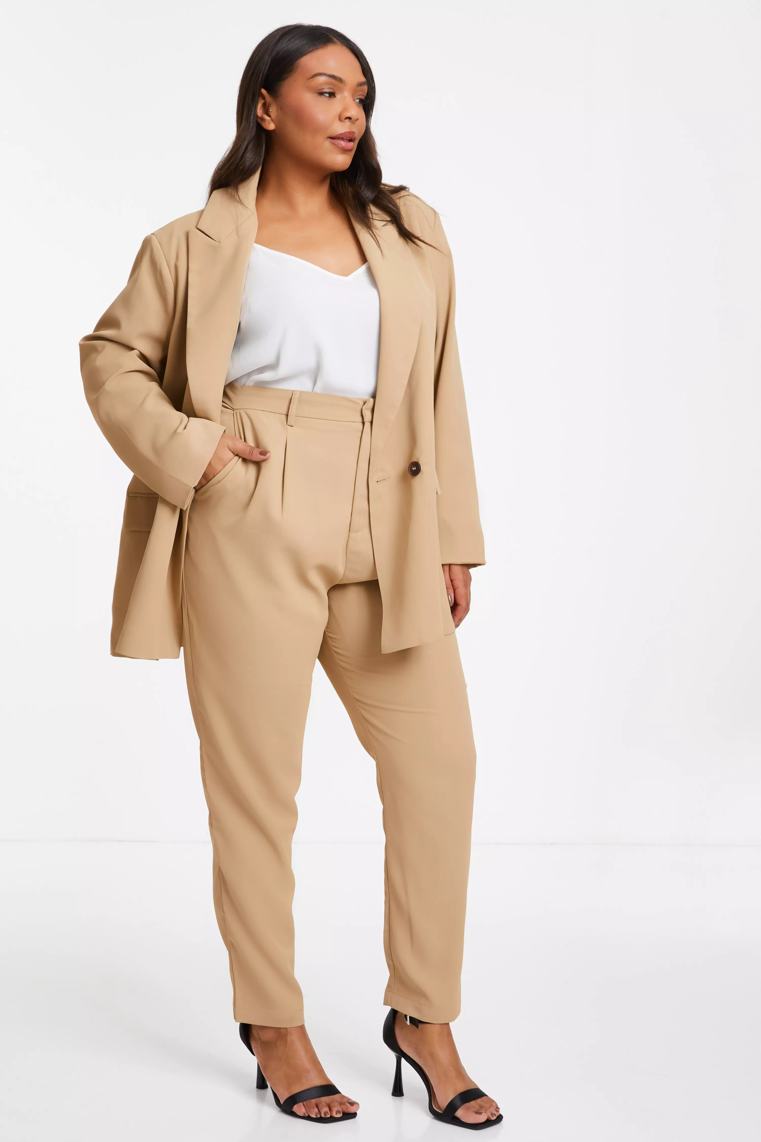 Curve Camel Tailored Trousers