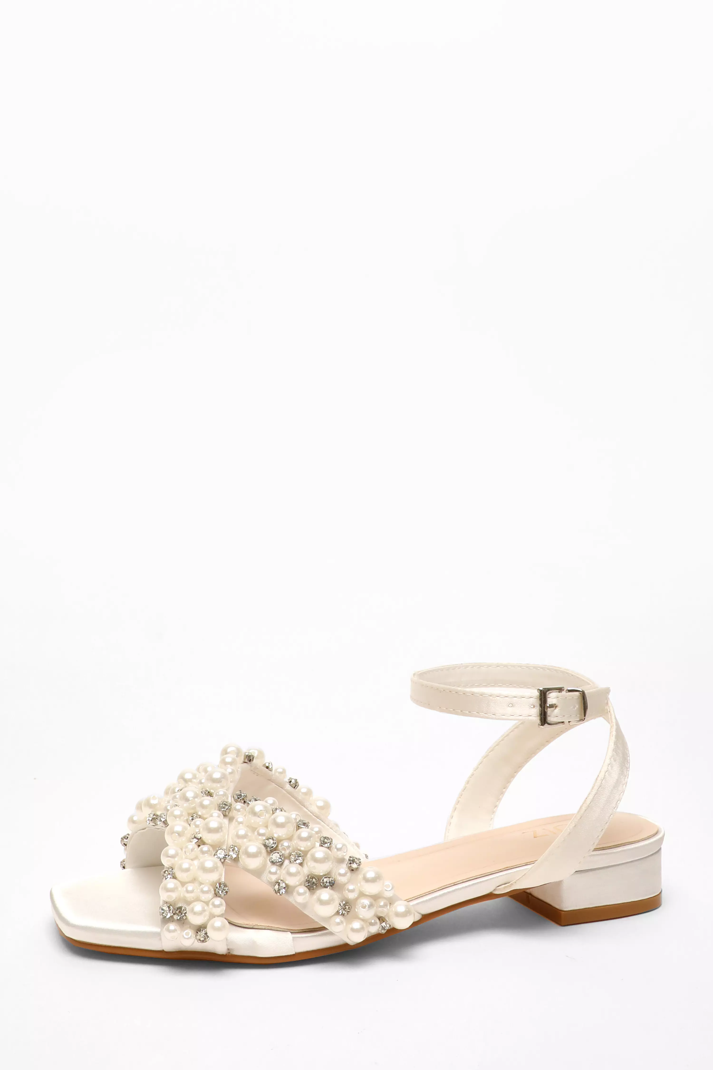Bridal Pearl Embellished Strap Flat Sandals