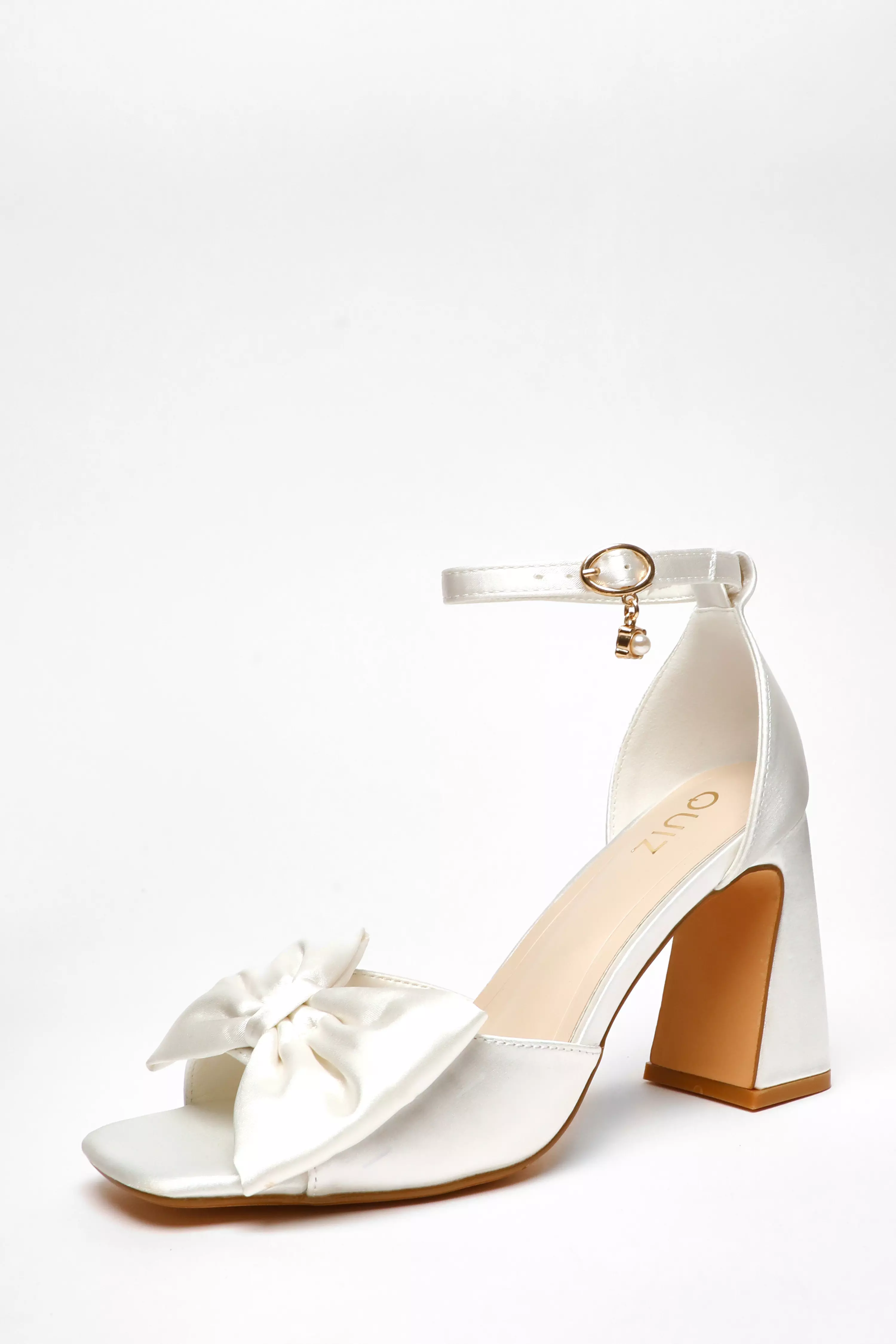 Bridal White Bow Heeled Sandals