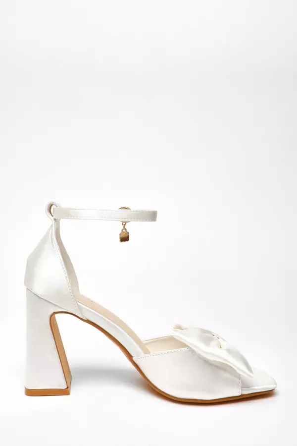 Bridal White Bow Heeled Sandals