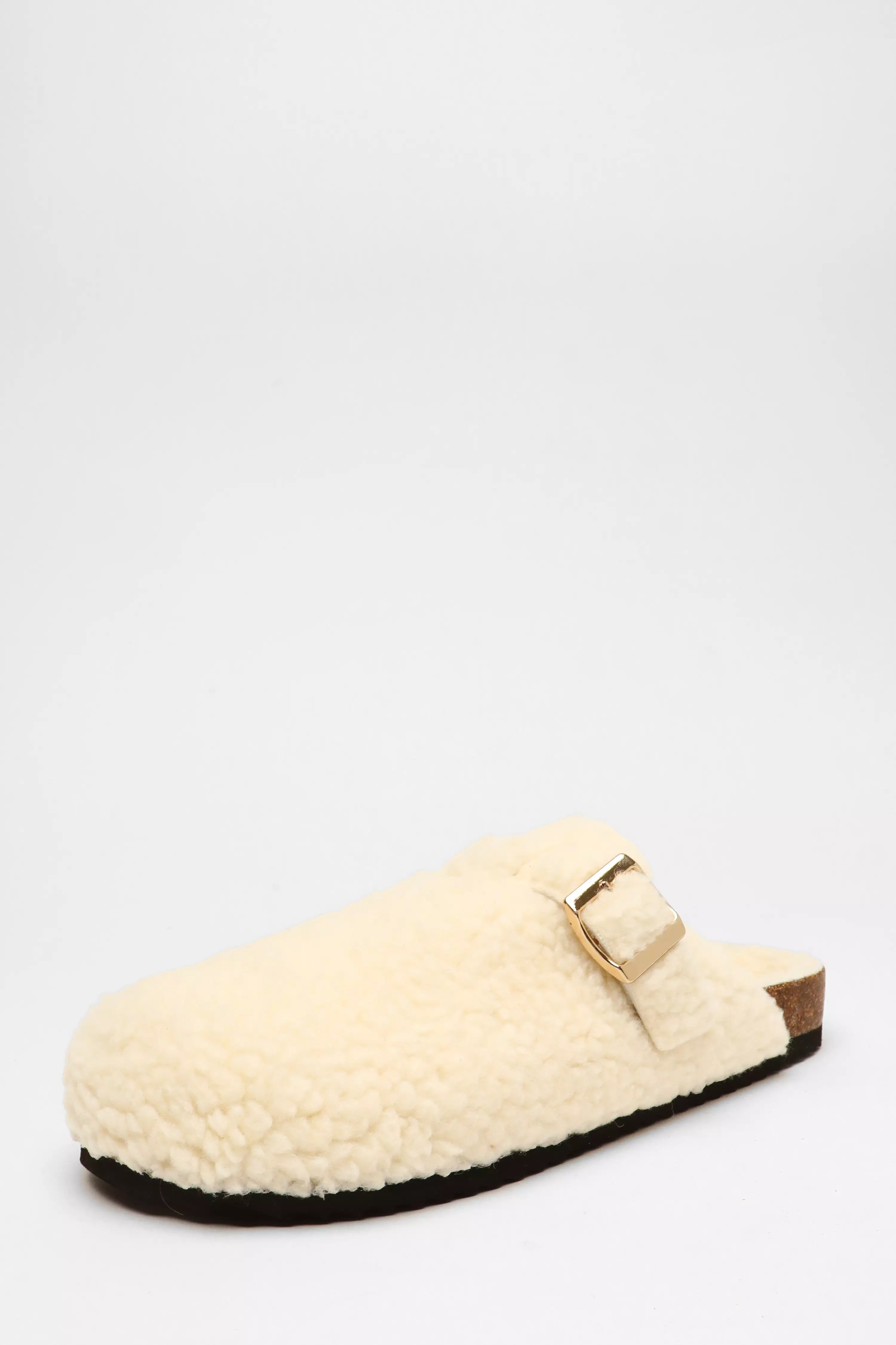 Cream Faux Fur Mule Slippers