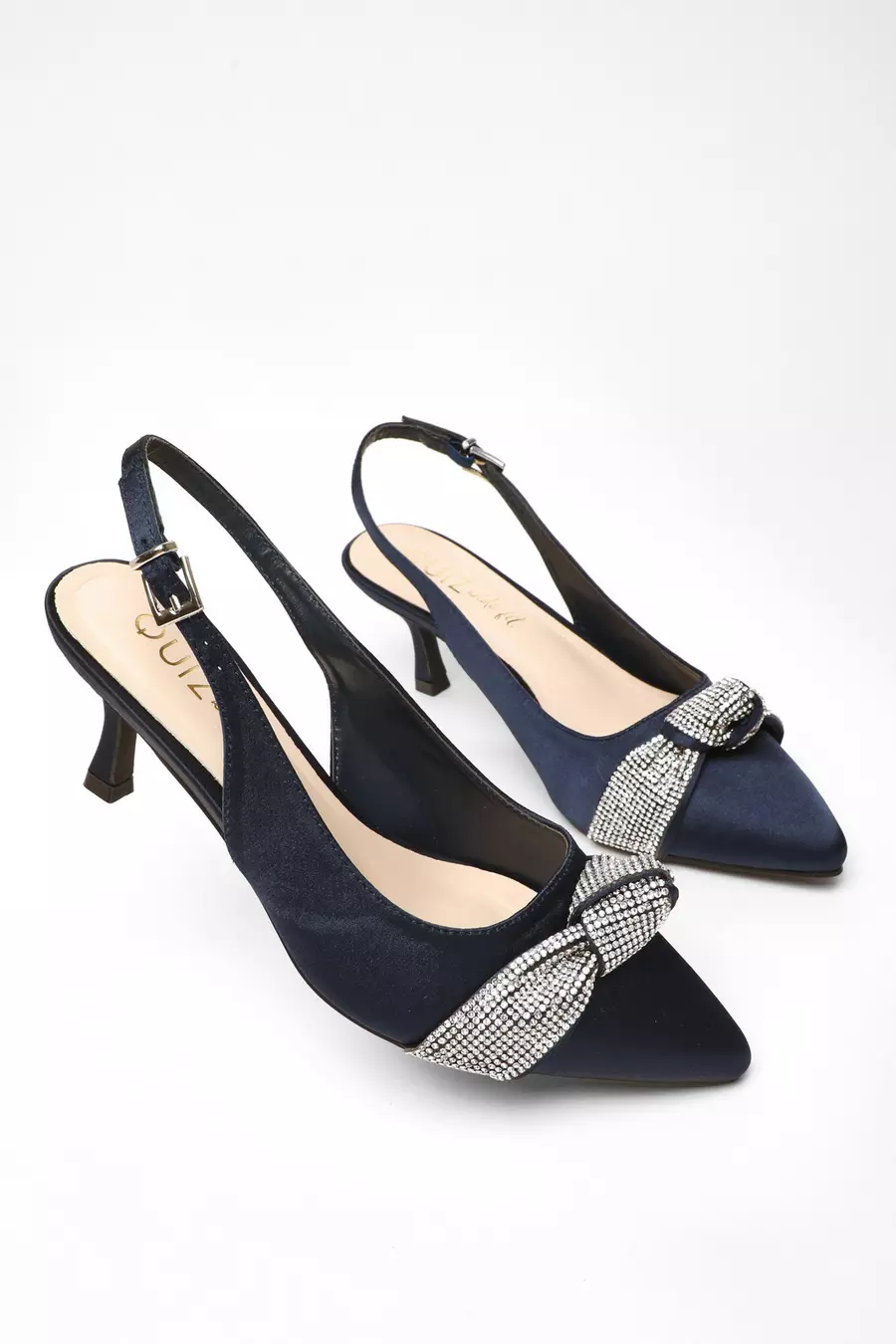 Navy low heel slingback shoes online