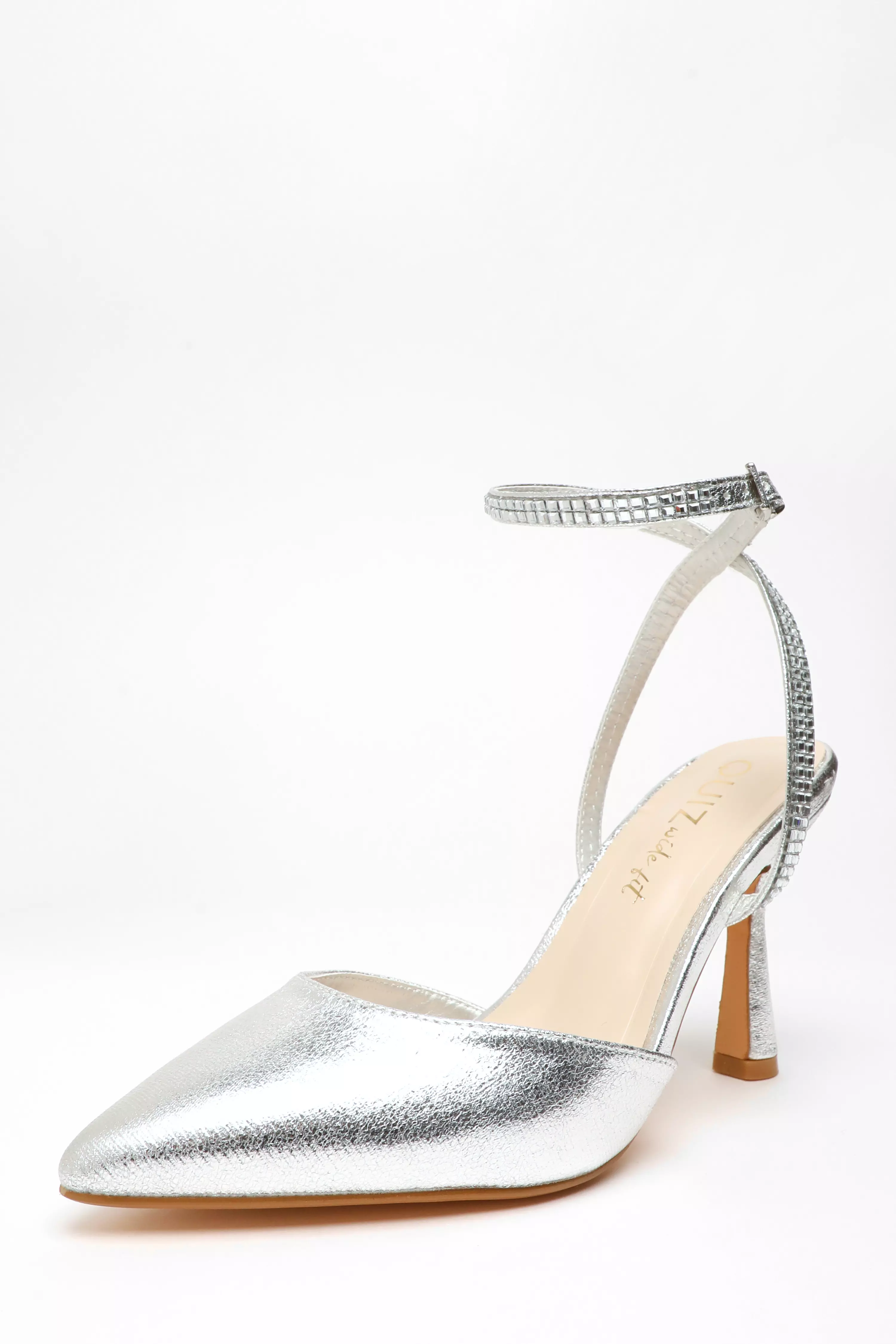 Wide Fit Silver Foil Court Heels