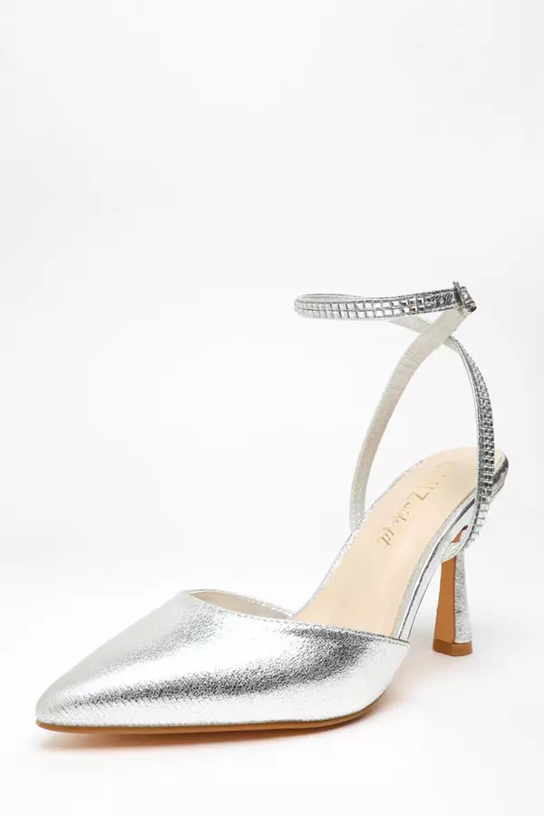 Wide Fit Silver Foil Court Heels