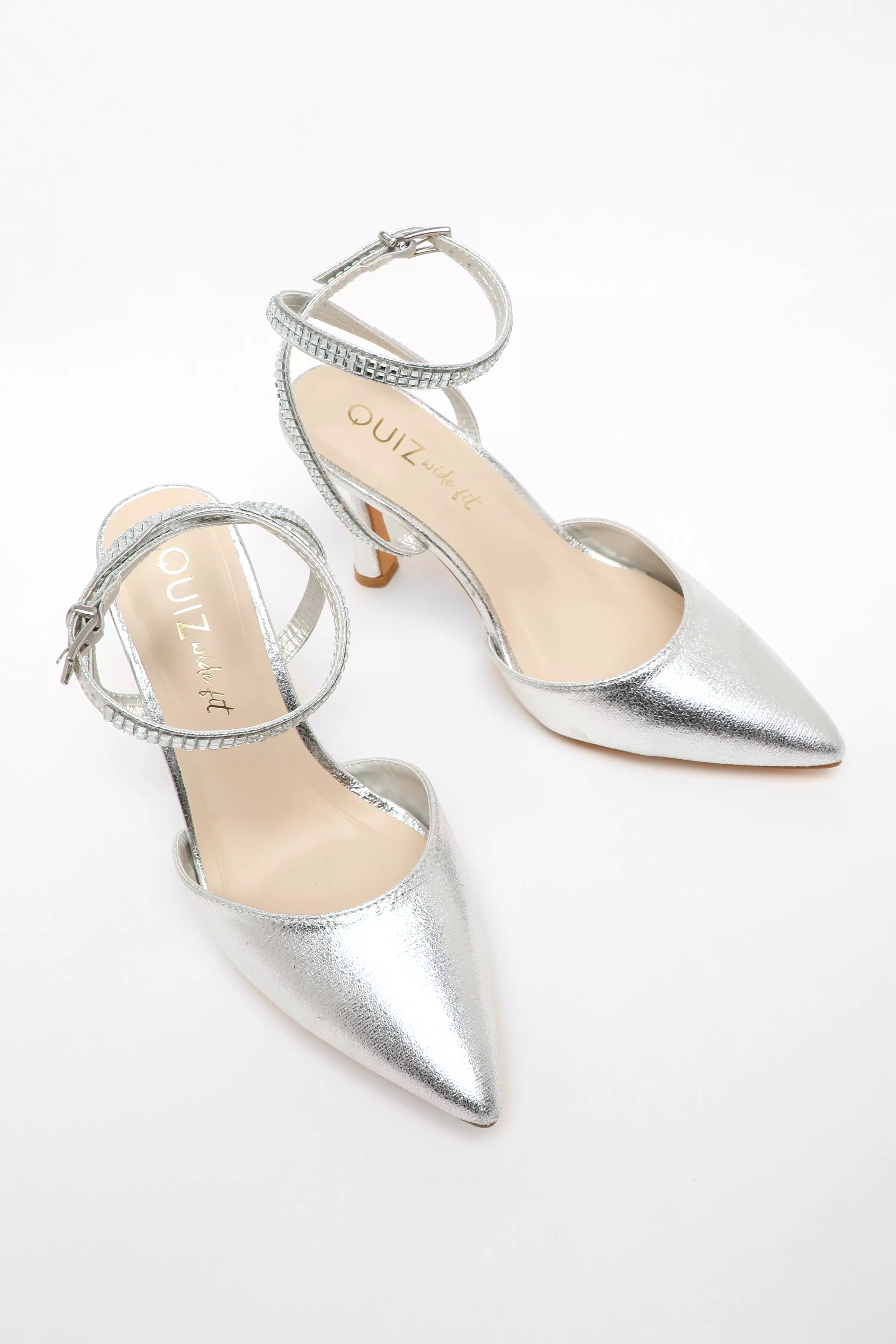 Wide Fit Silver Foil Court Heels