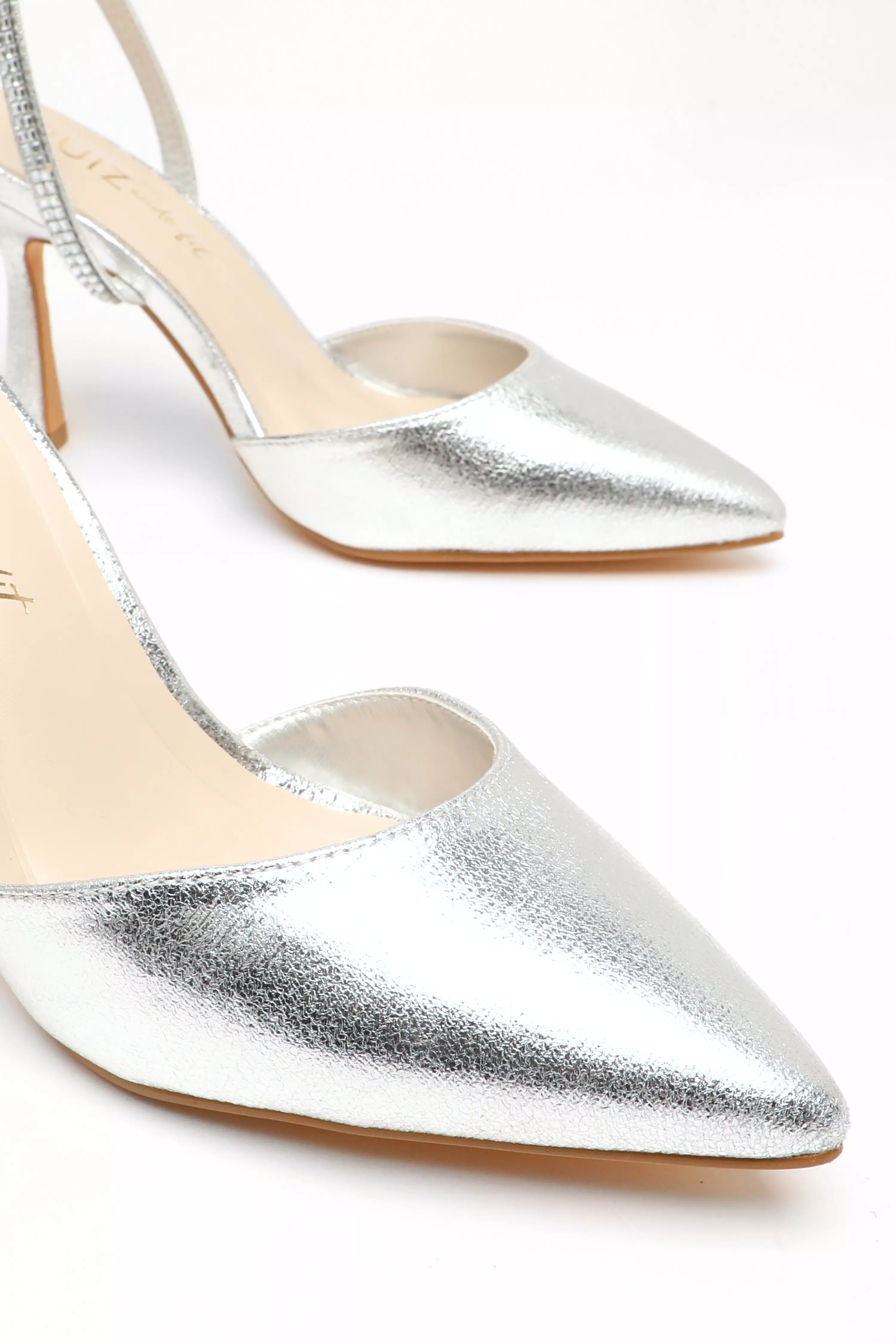 Wide Fit Silver Foil Court Heels