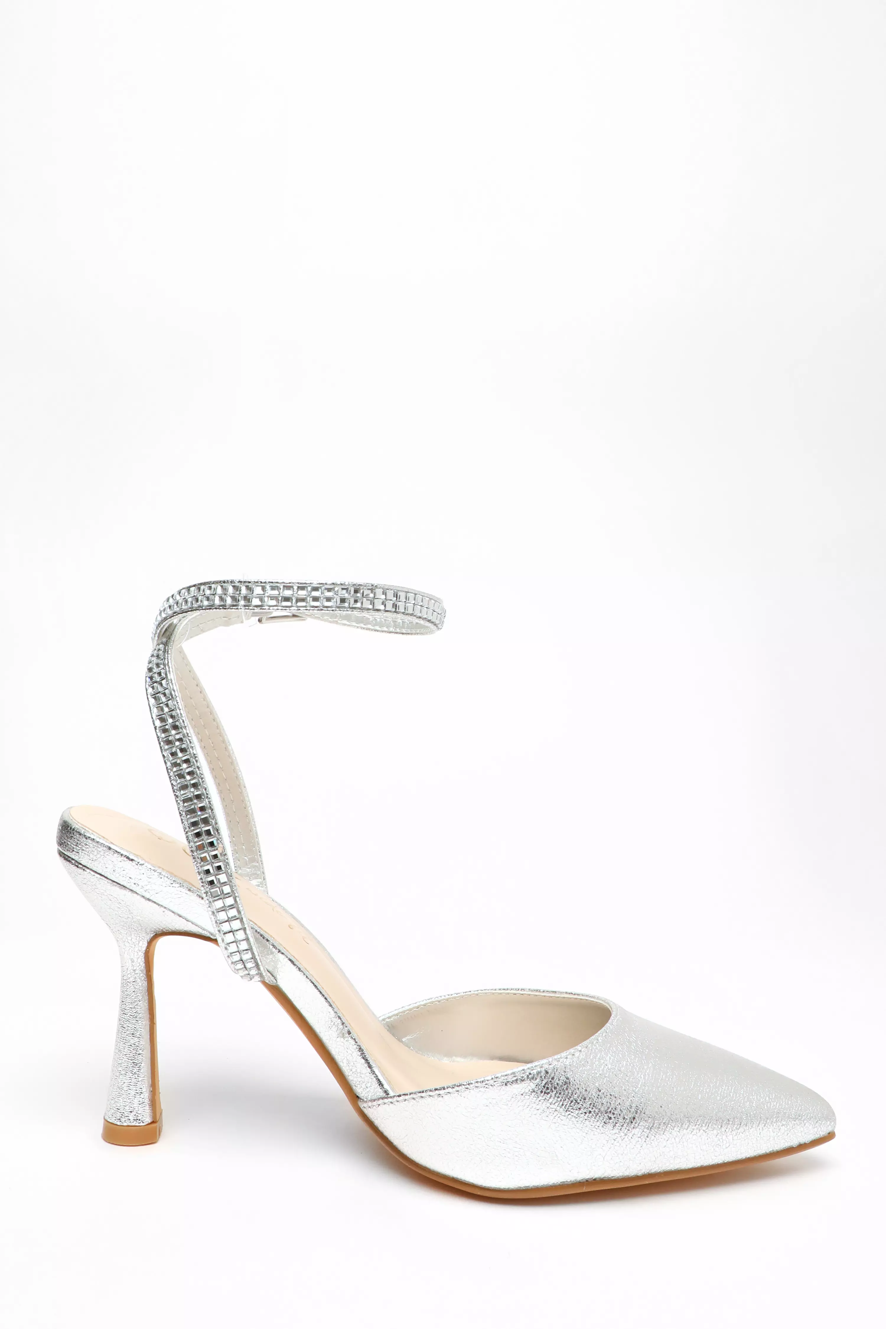 Wide Fit Silver Foil Court Heels