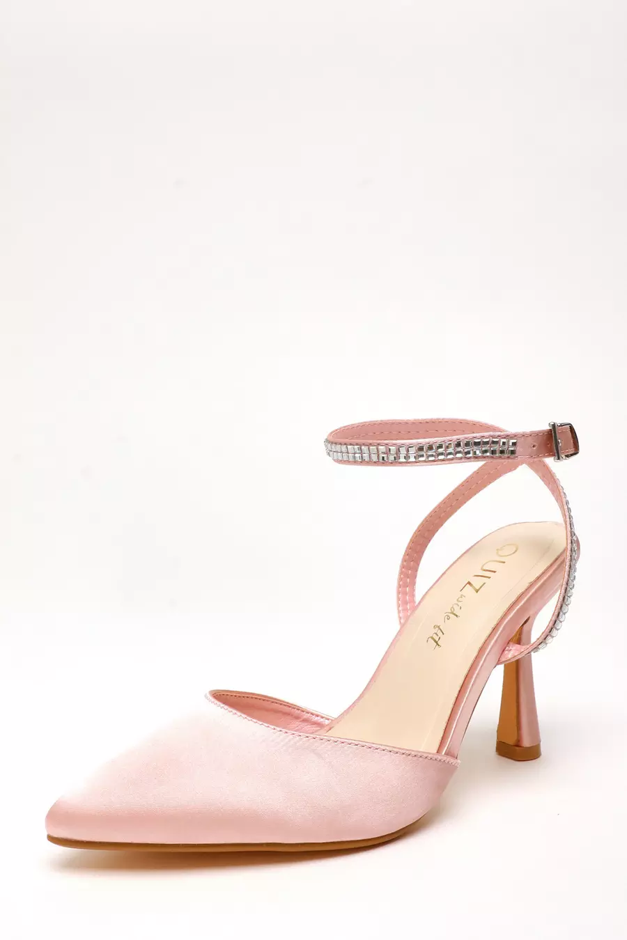 Wide Fit Pink Satin Court Heels QUIZ Clothing