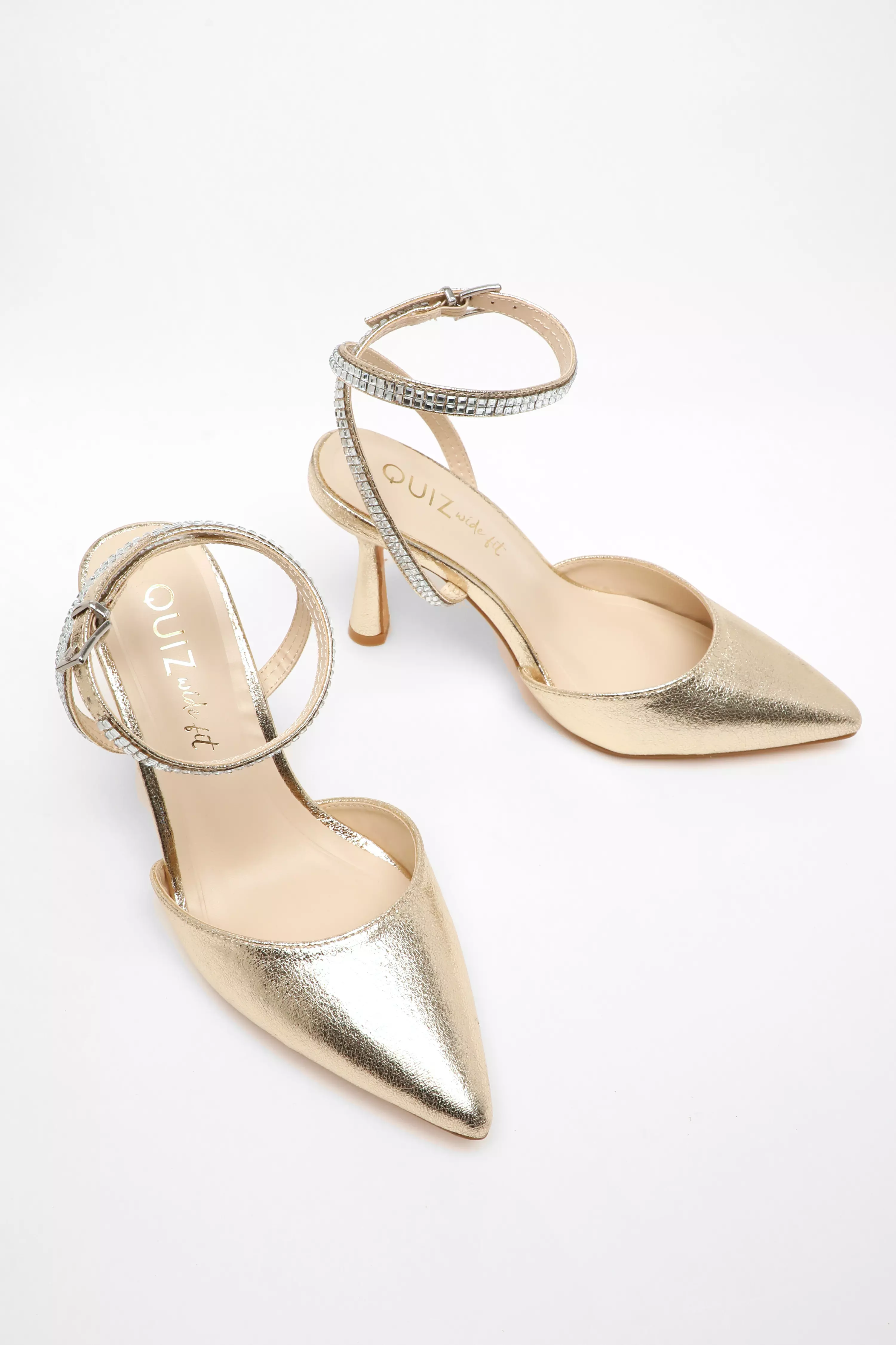 Wide Fit Gold Foil Court Heels