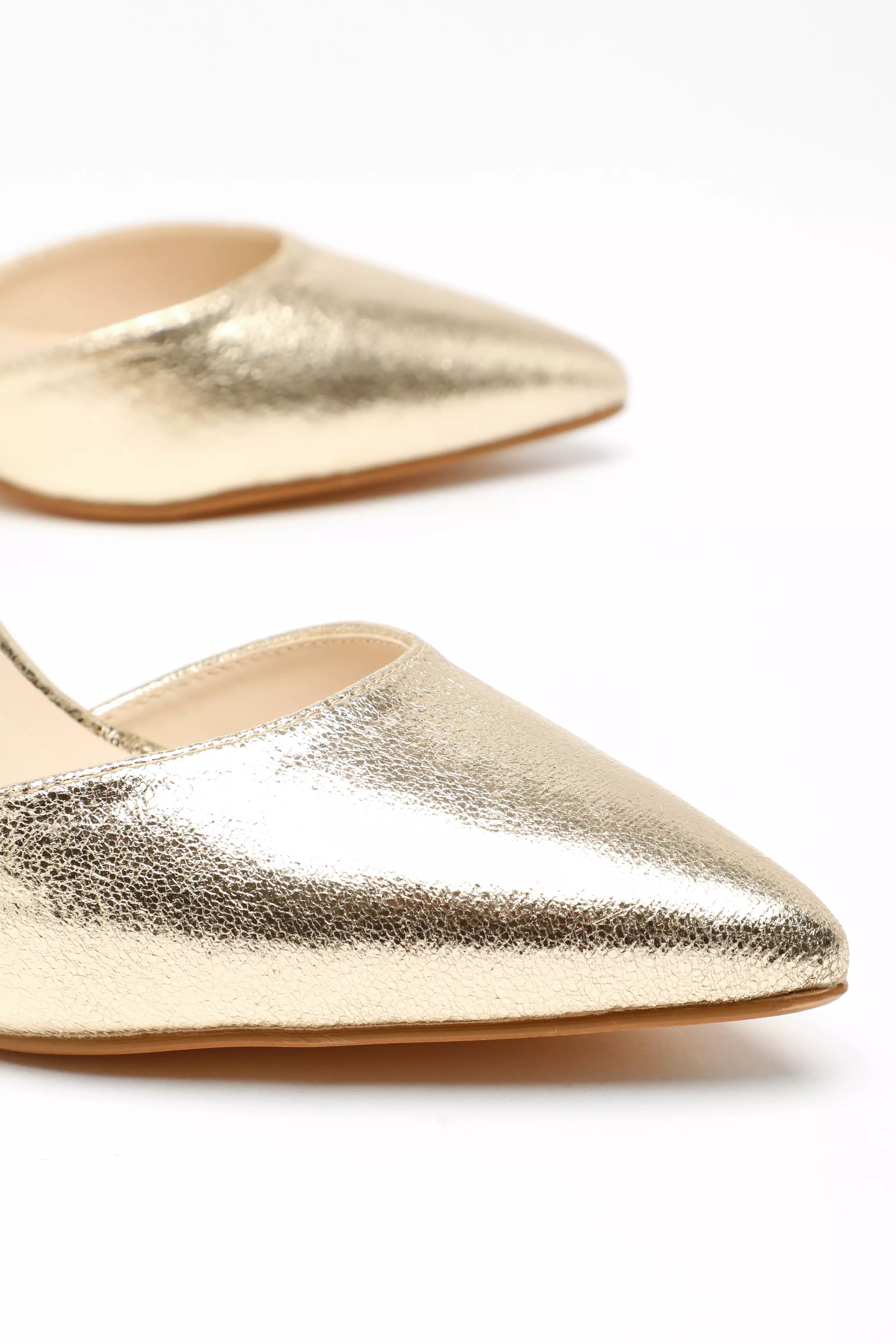 Wide Fit Gold Foil Court Heels