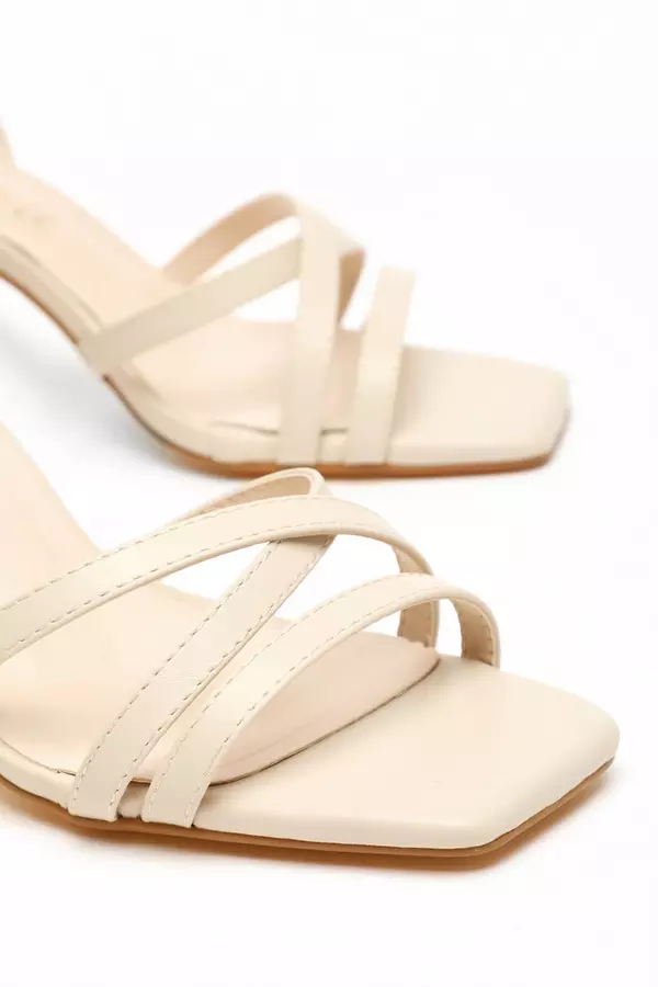 Wide Fit Nude Faux Leather Strappy Heeled Sandals