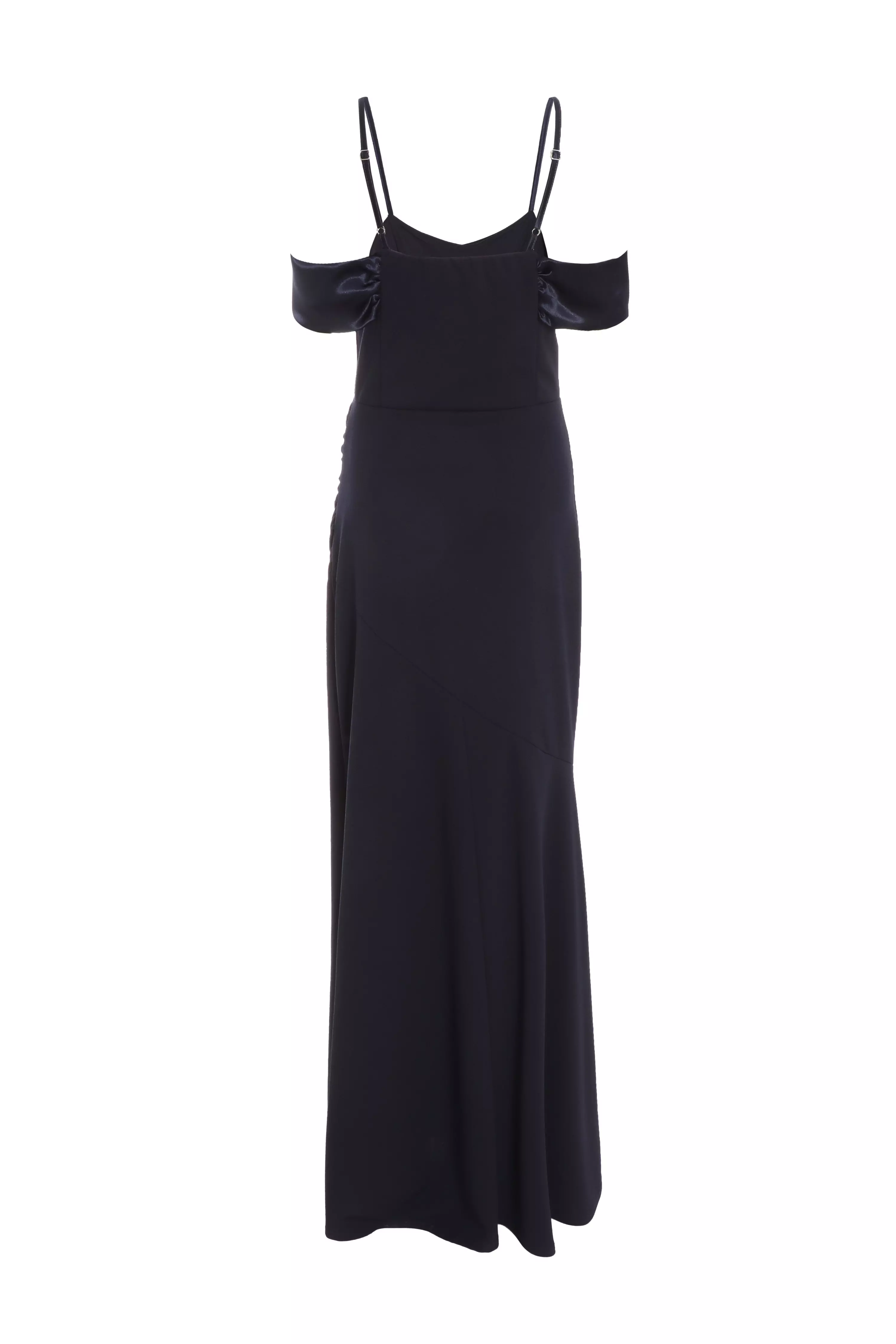 Navy Satin Drop Shoulder Maxi Dress