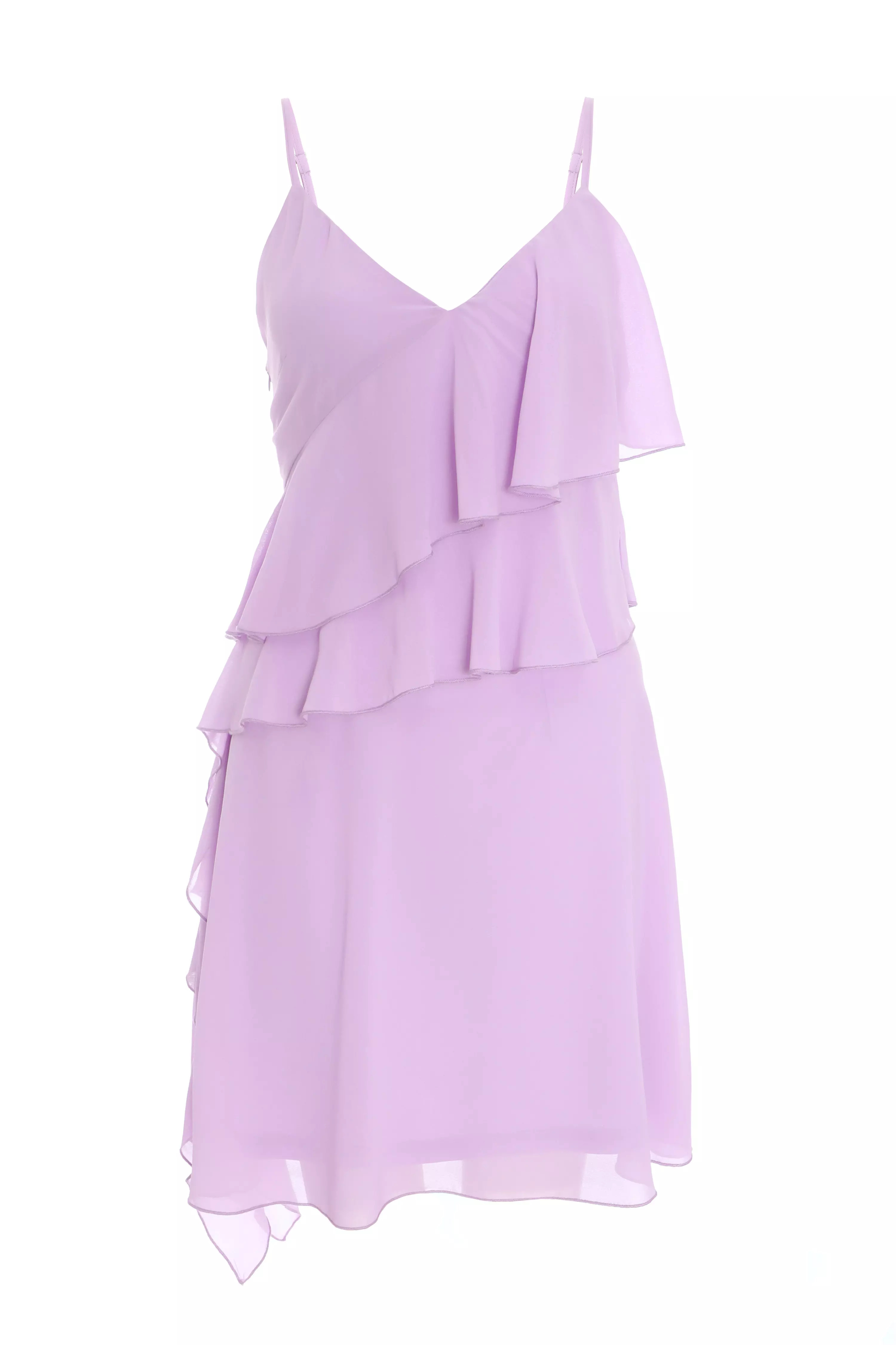 Lilac Chiffon Frill Mini Skater Dress