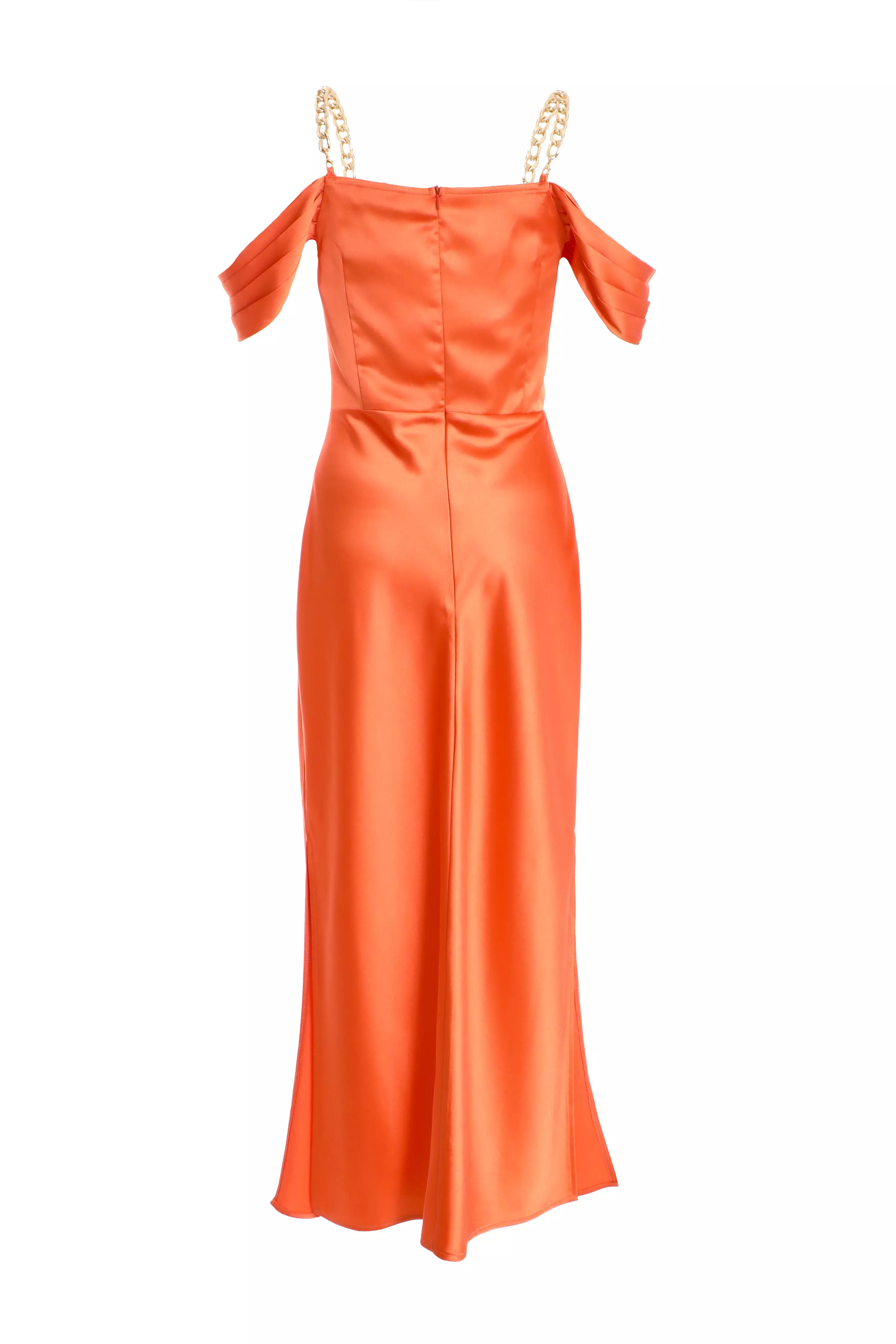 Orange Satin Midaxi Dress