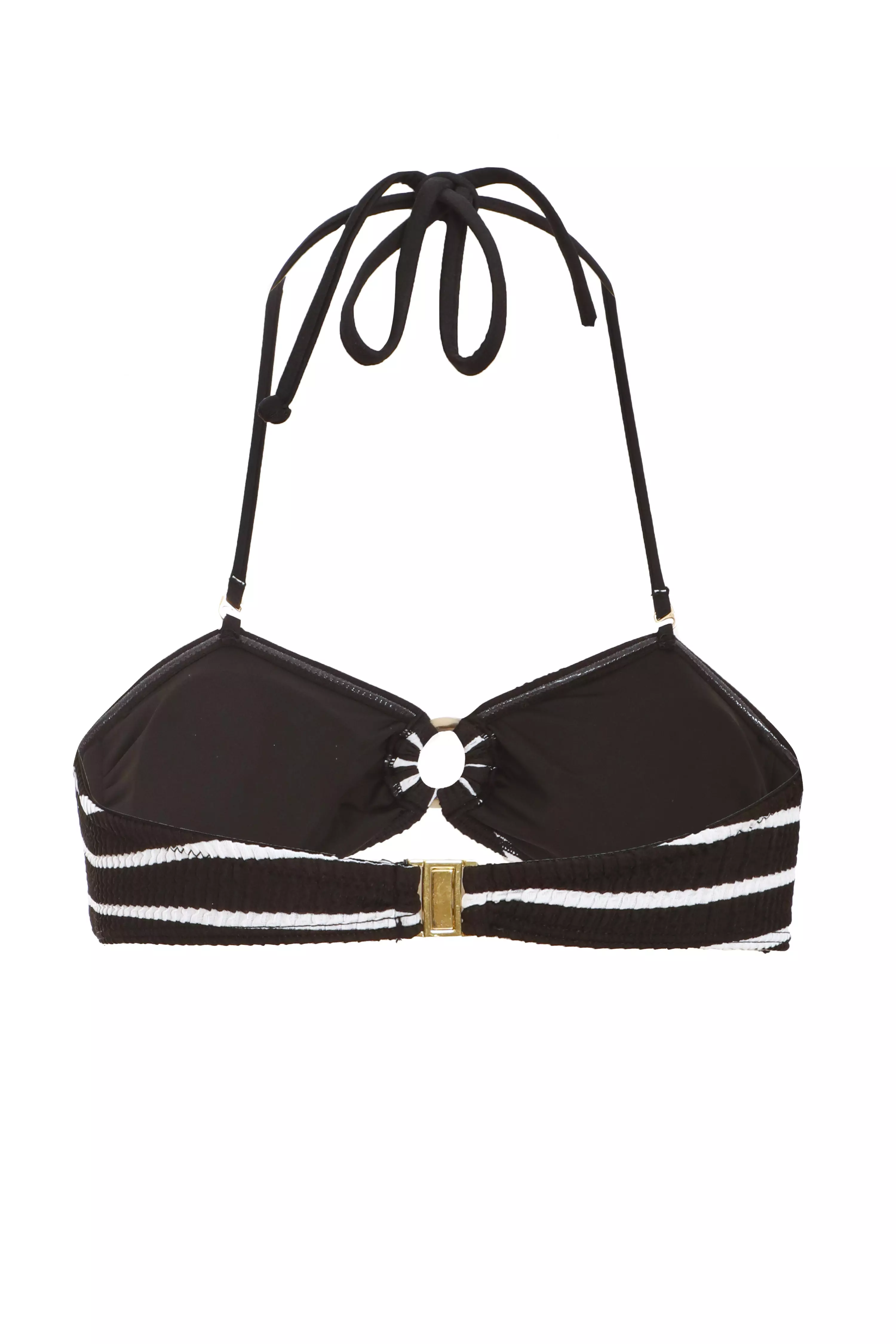 Black Stripe Crinkle Bikini Top