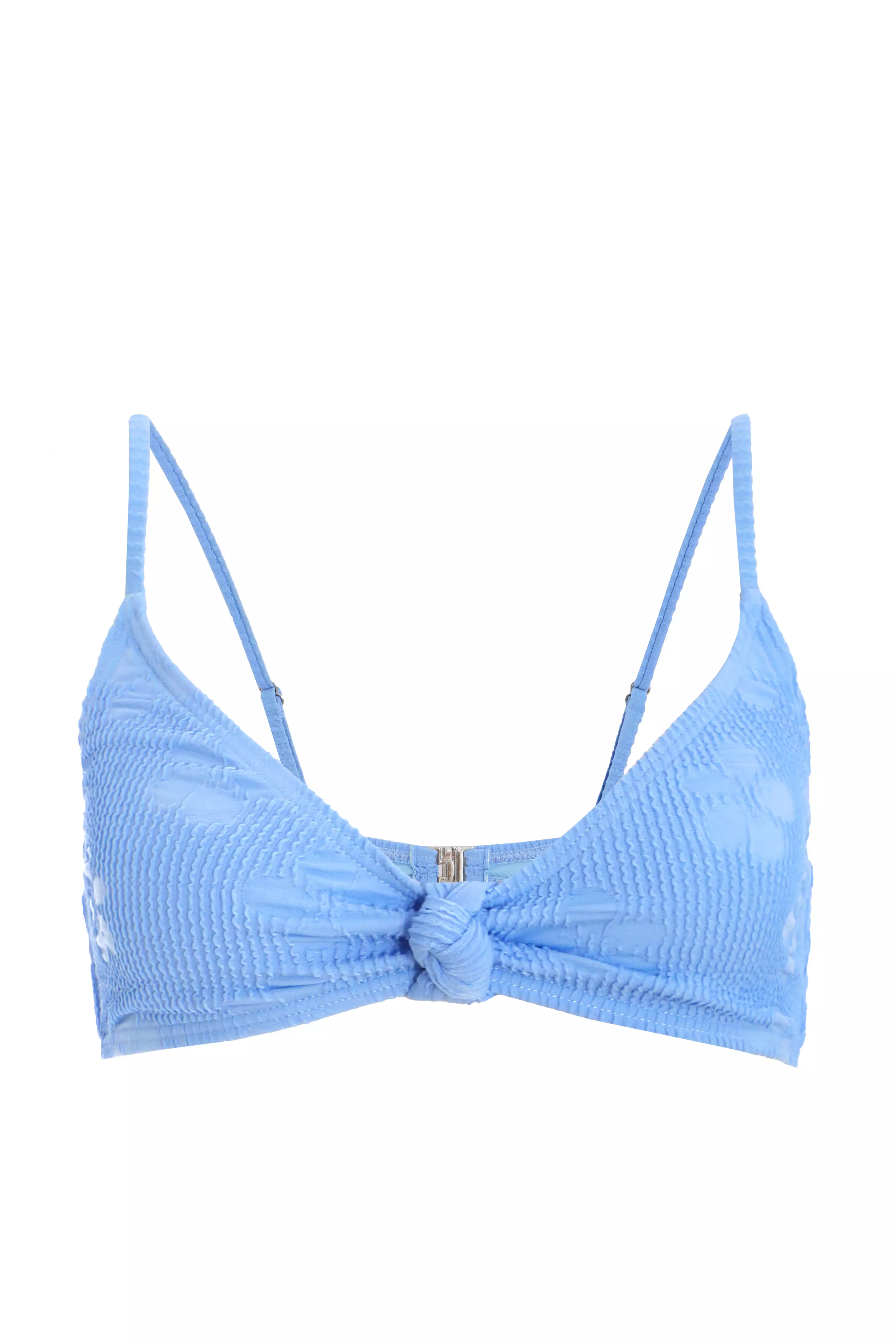 Blue Crinkle Knot Bikini Top