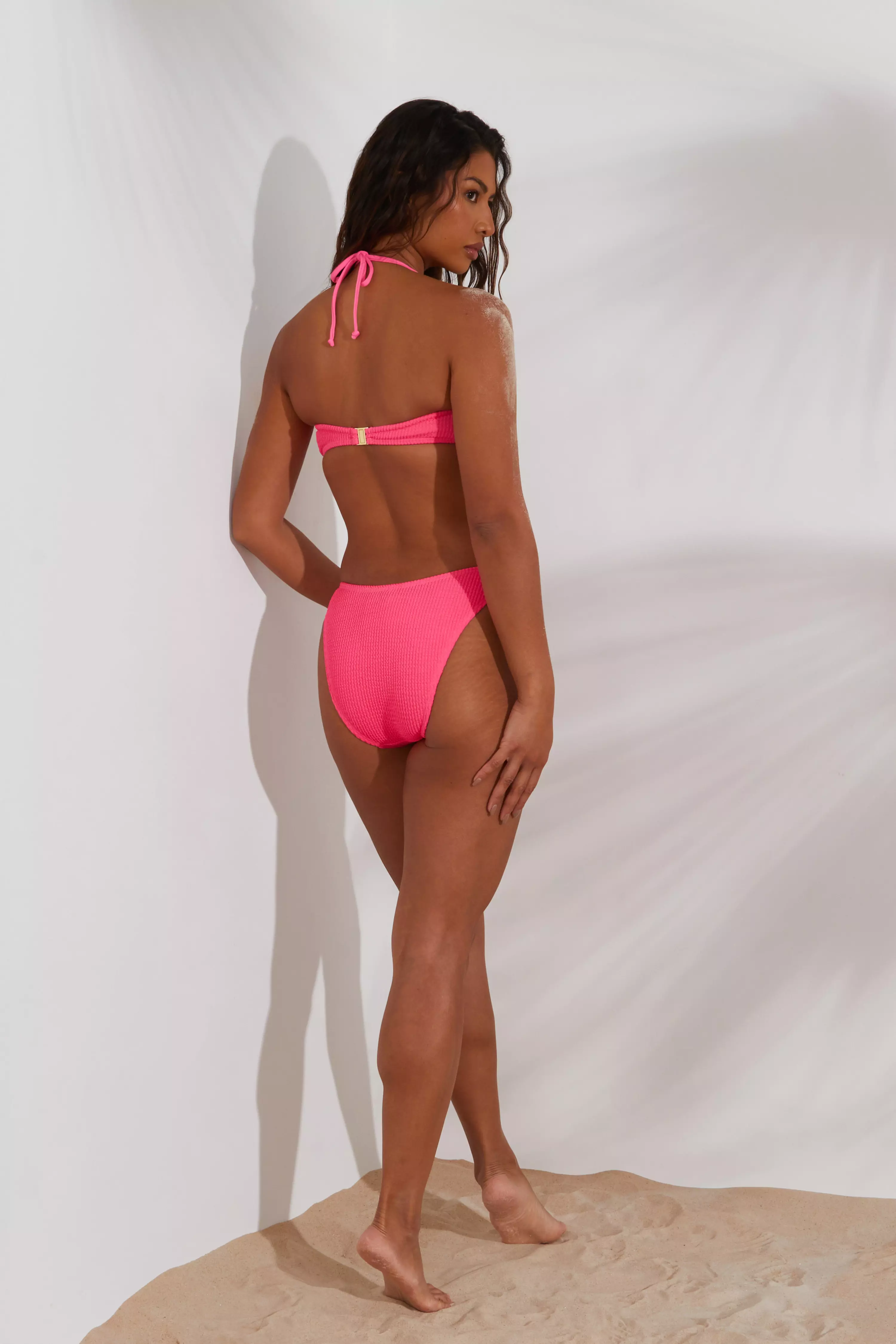 Pink Crinkle Bikini Top