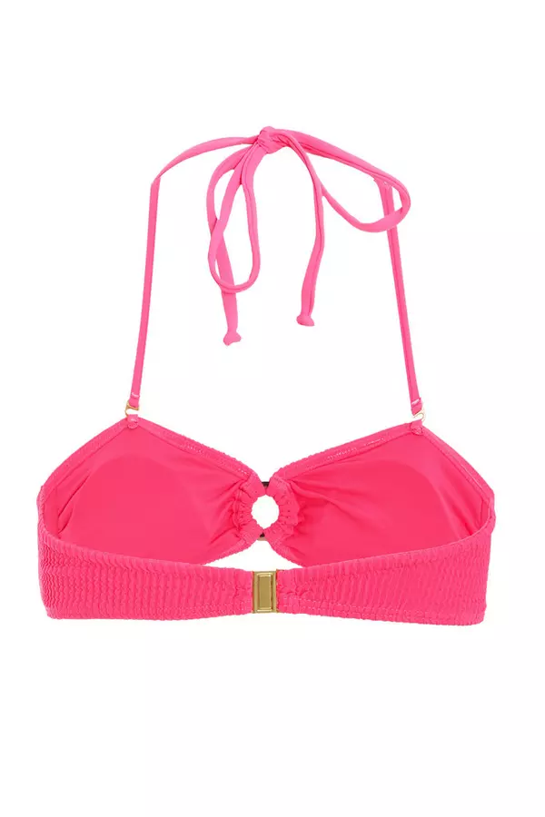Pink Crinkle Bikini Top