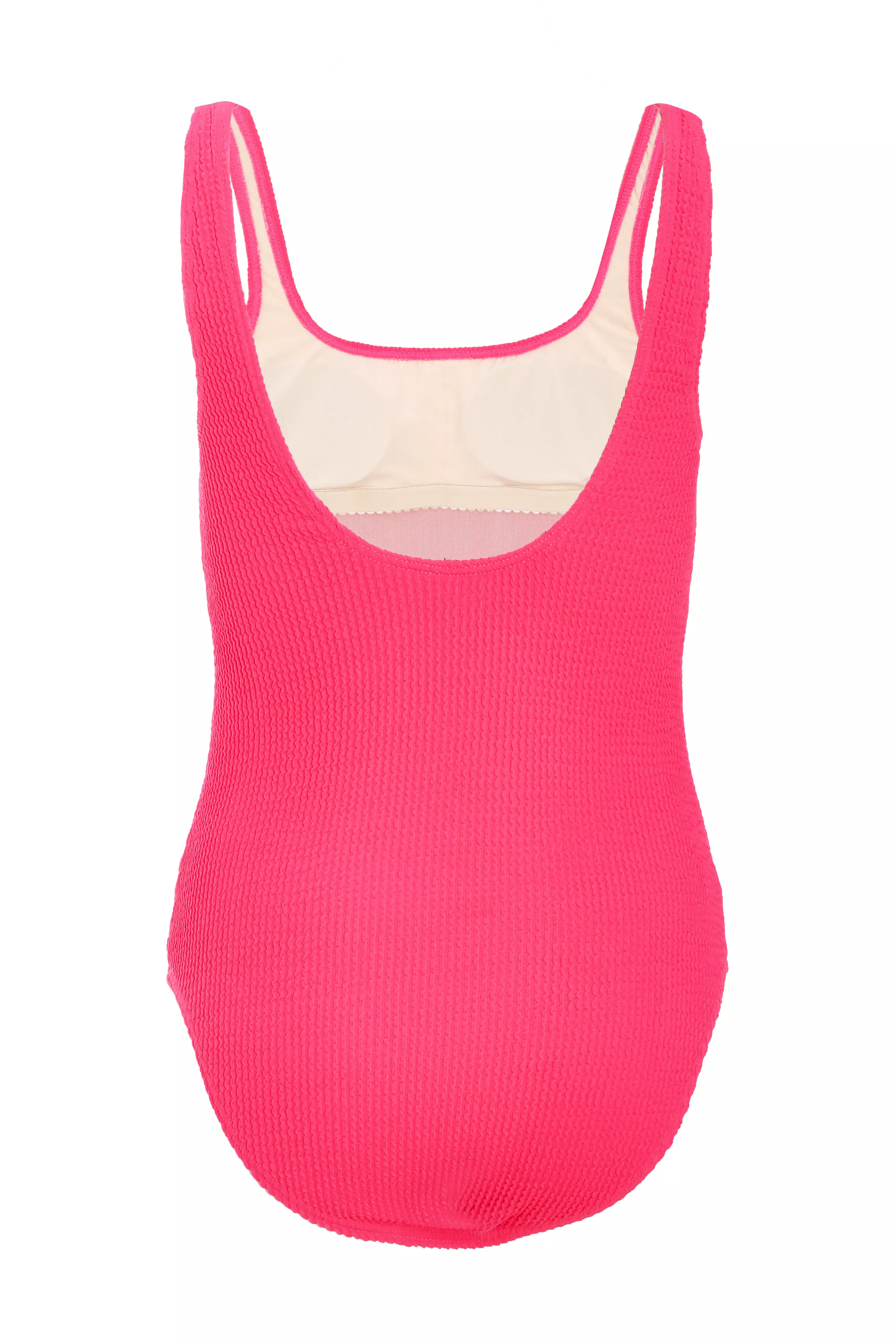 Pink Crinkle Scoop Neck Swimsuit