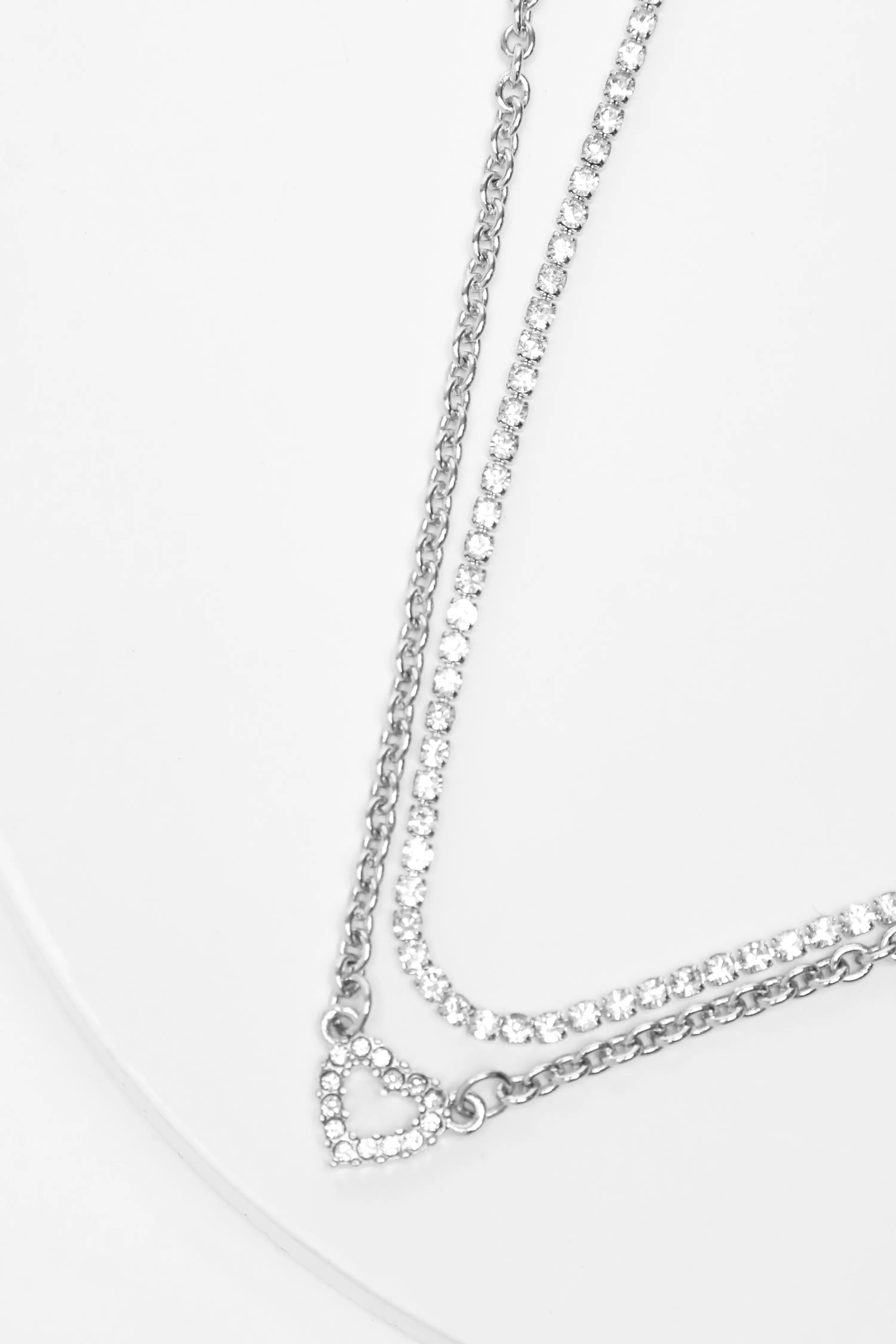 Silver Diamante Heart Body Chain