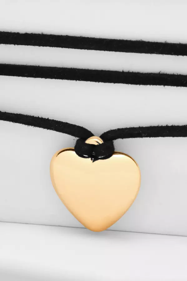 Gold Heart Tie Choker Necklace