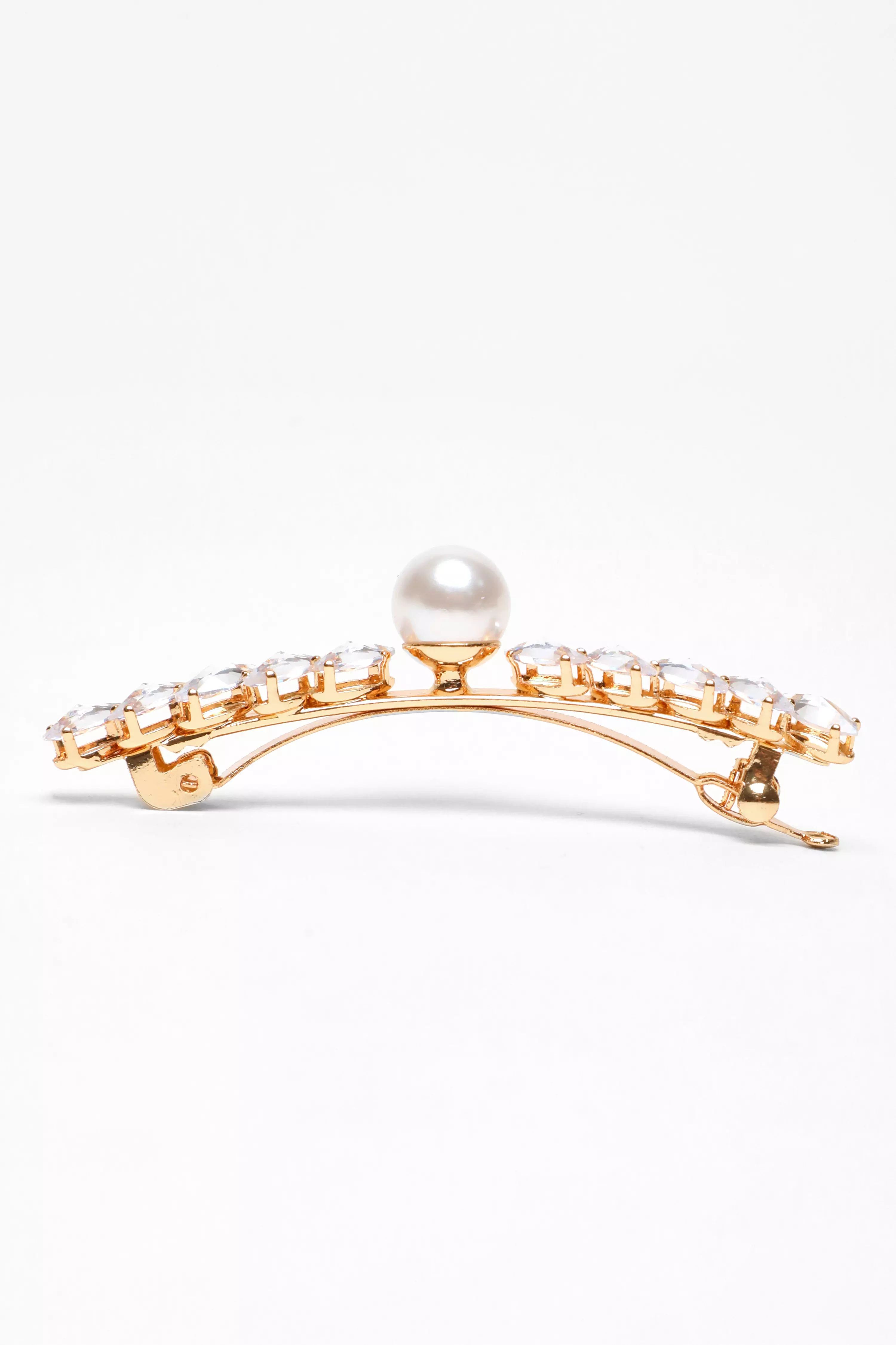 Gold Pearl Jewel Hair Clip