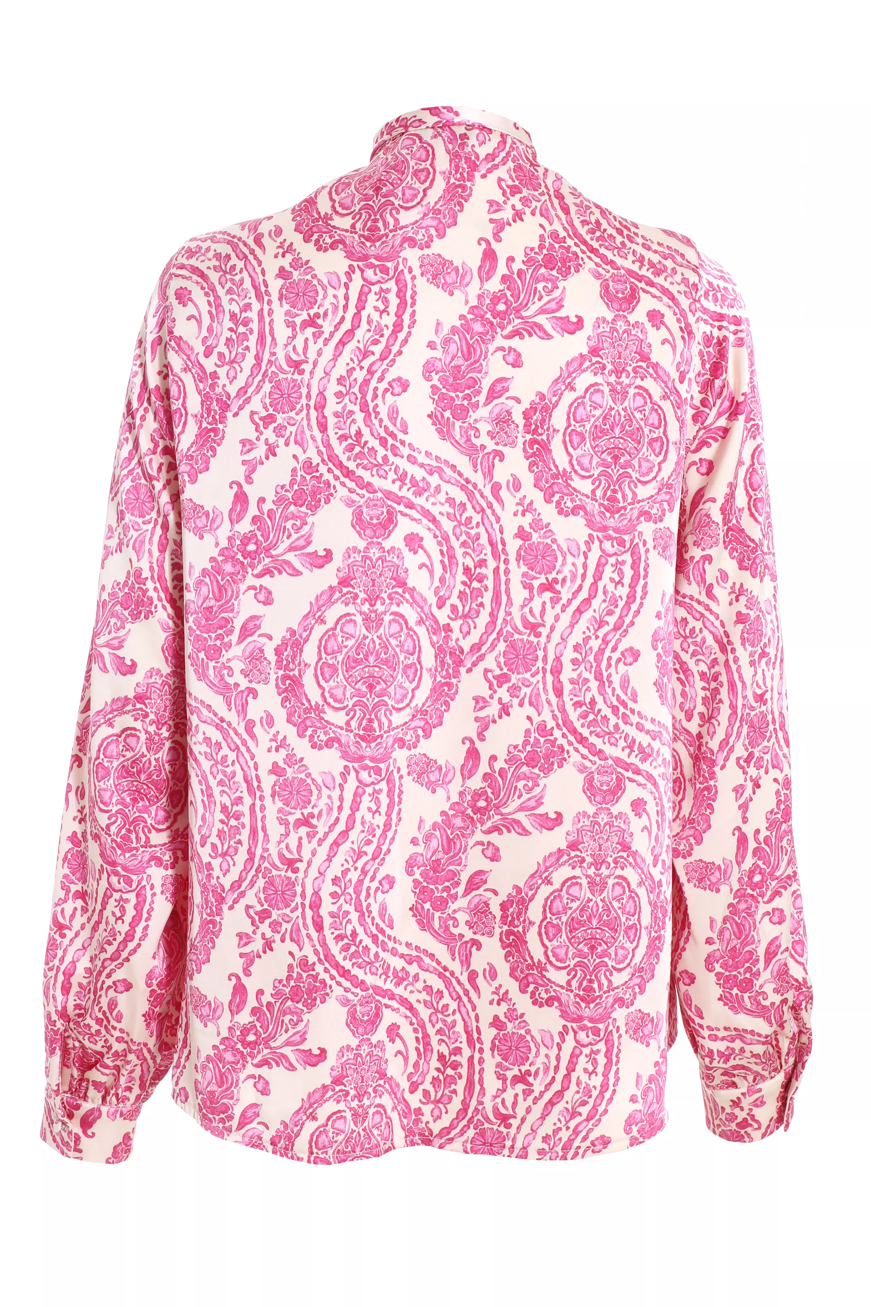 Pink Paisley Print Satin Shirt