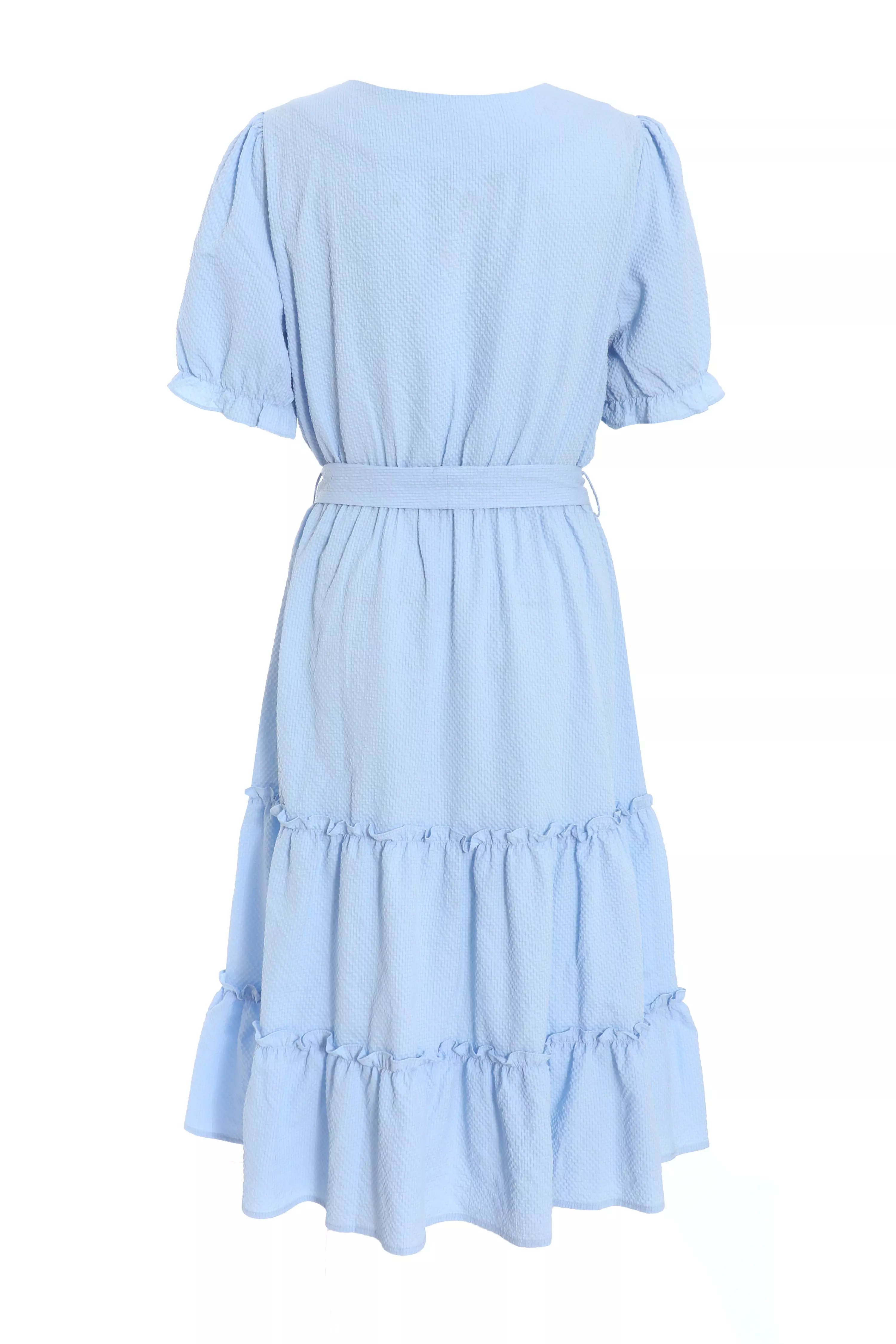 Blue Frill Midi Dress