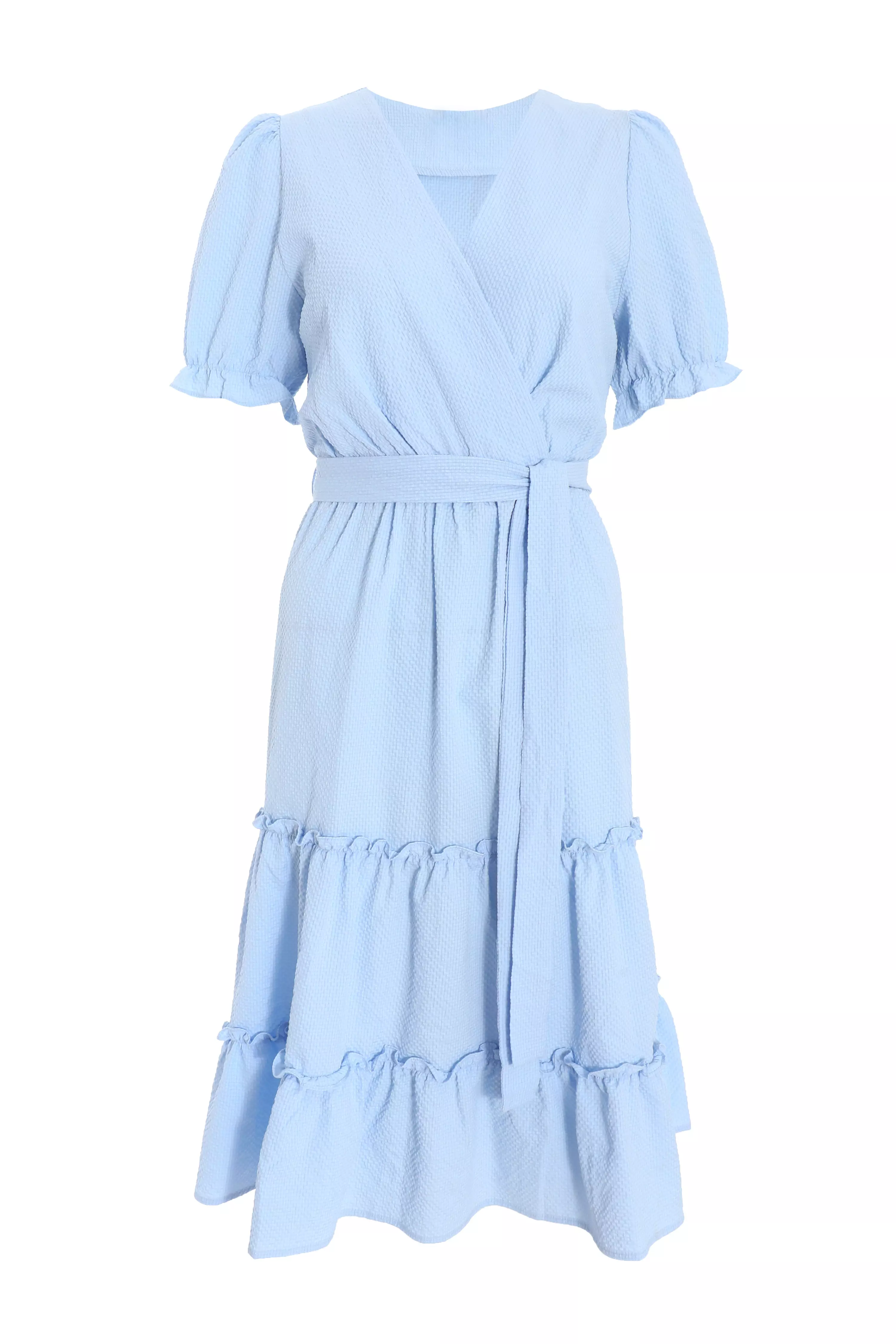 Blue Frill Midi Dress