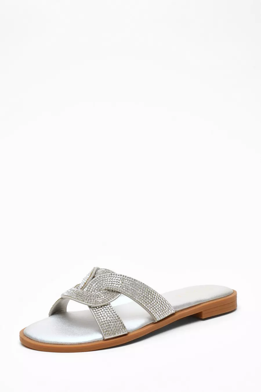 Silver diamante flip flops online